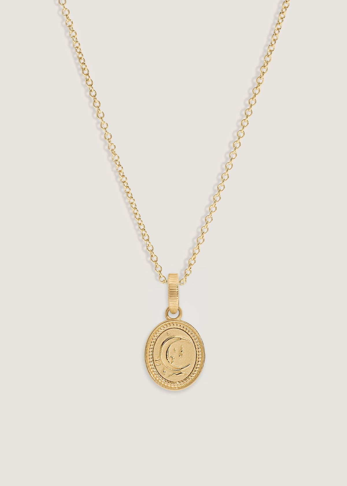 Kinn 14k Gold Crescent Dream Pendant Necklace on Micro Rolo Chain