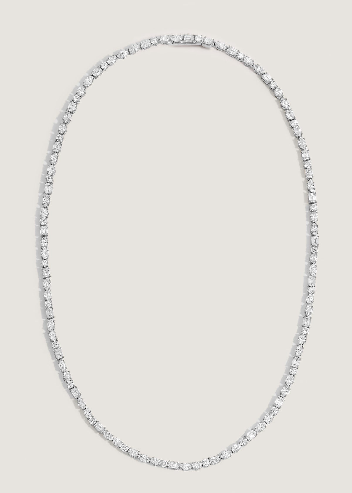 Kinn 14k White Gold Esme Fancy Shape Diamond Tennis Necklace