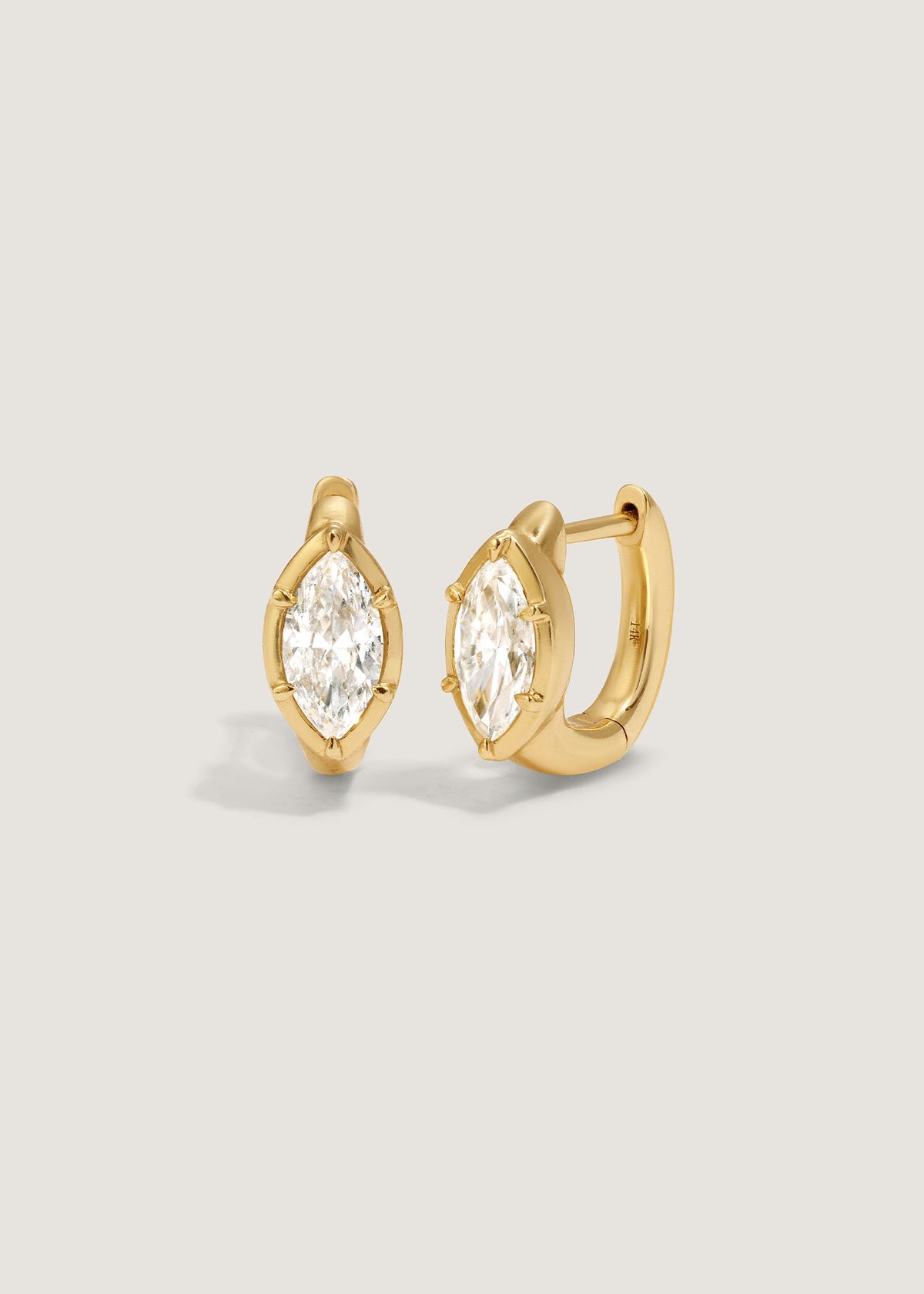 Kinn 14k Gold Jackson Marquise Diamond Huggie Hoop Earrings 