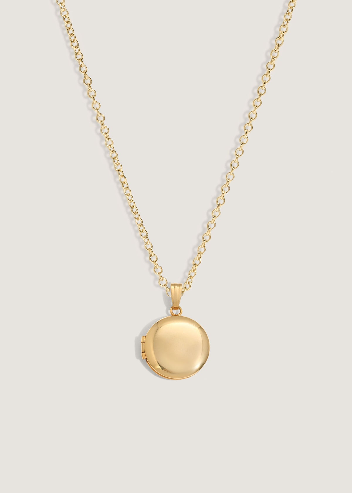 14k Gold Maison Round Locket Necklace -Engraving