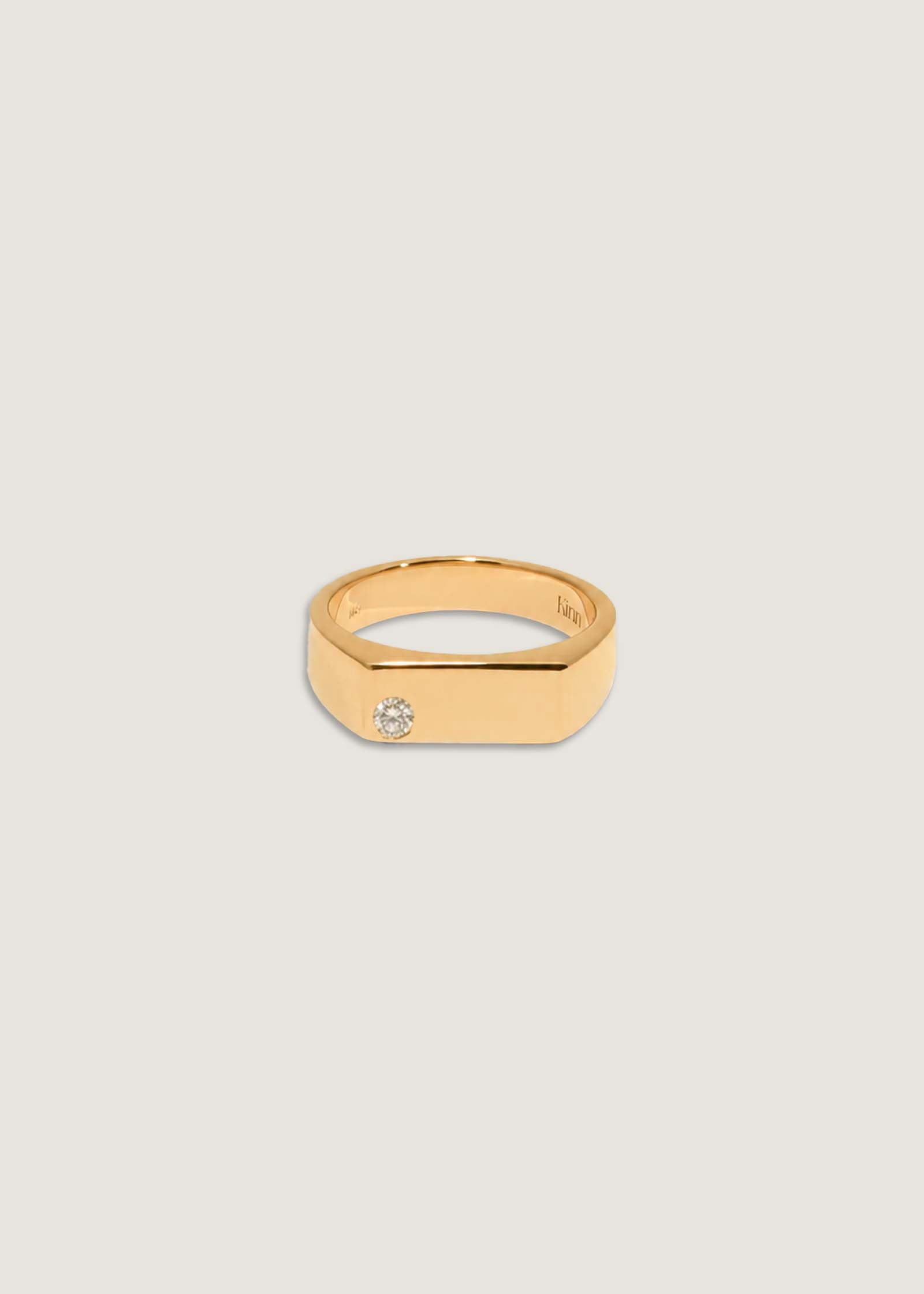 Kinn Studio 14k Gold Benedict Men’s Signet Diamond Ring - ENGRAVING