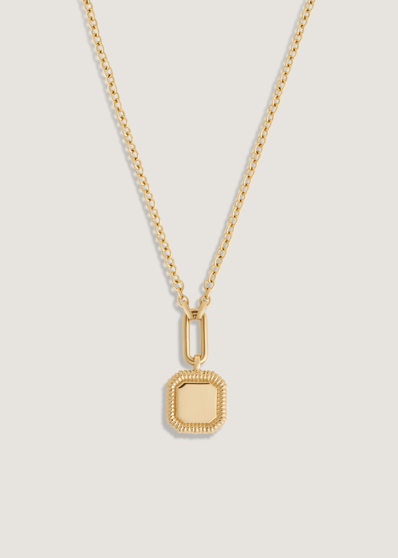 Oria Ribbed Octagon Necklace - ENGRAVING