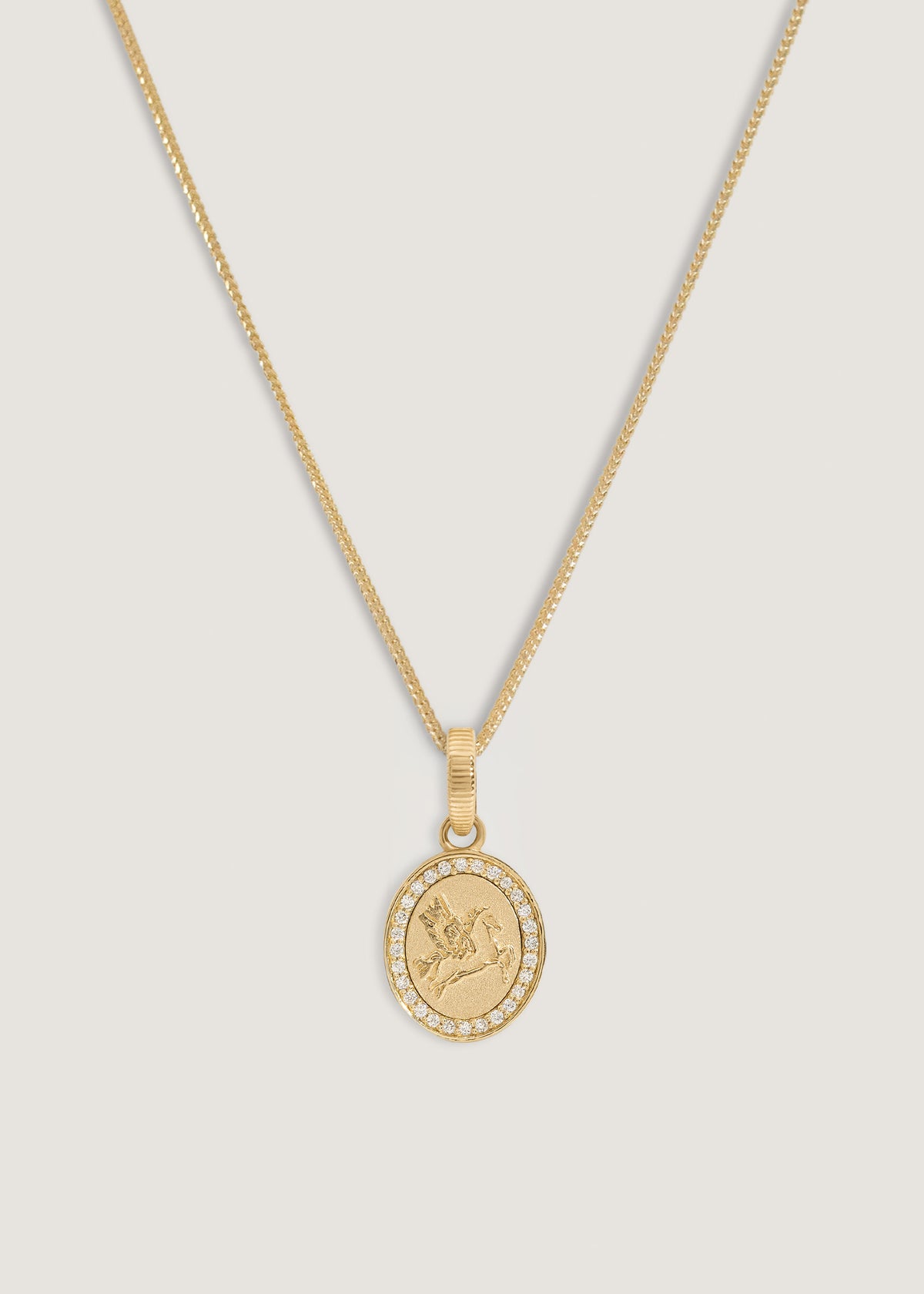 Kinn 14k Gold Pegasus Dream Diamond Pendant Necklace on Box Chain