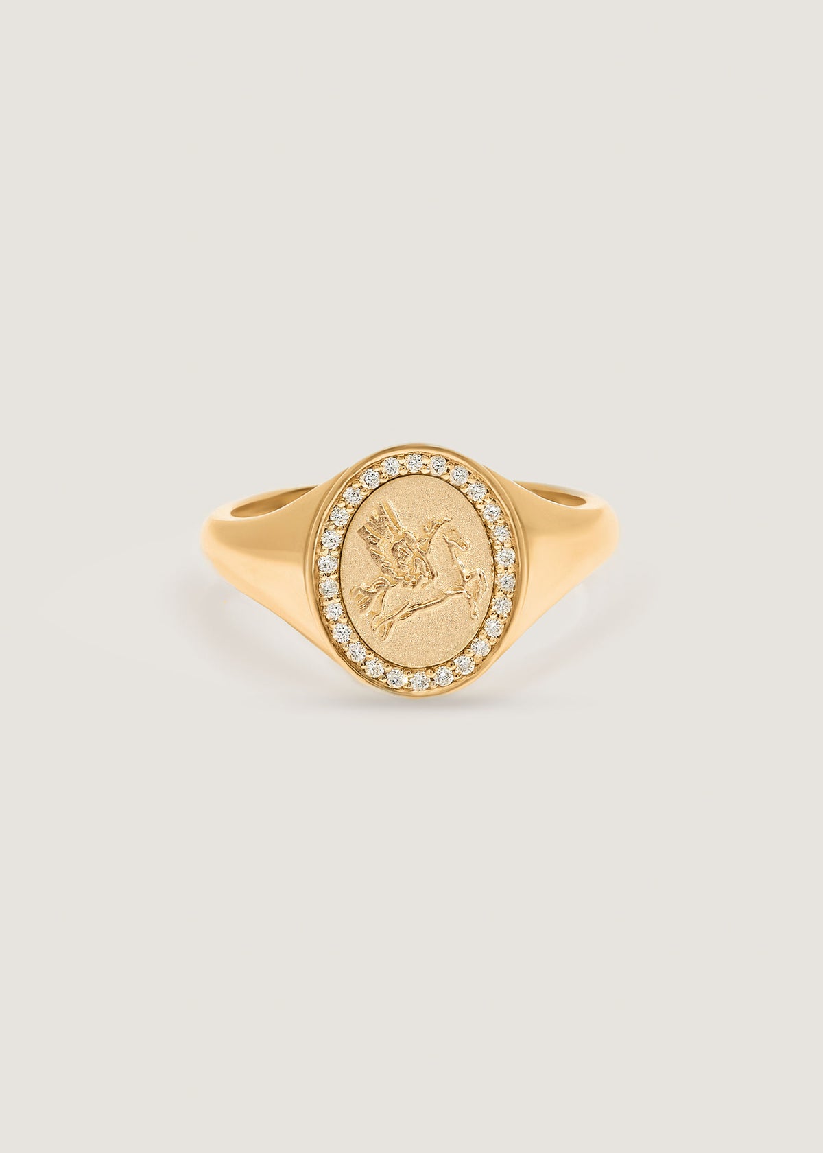 Kinn 14k Gold Pegasus Dream Diamond Signet Ring