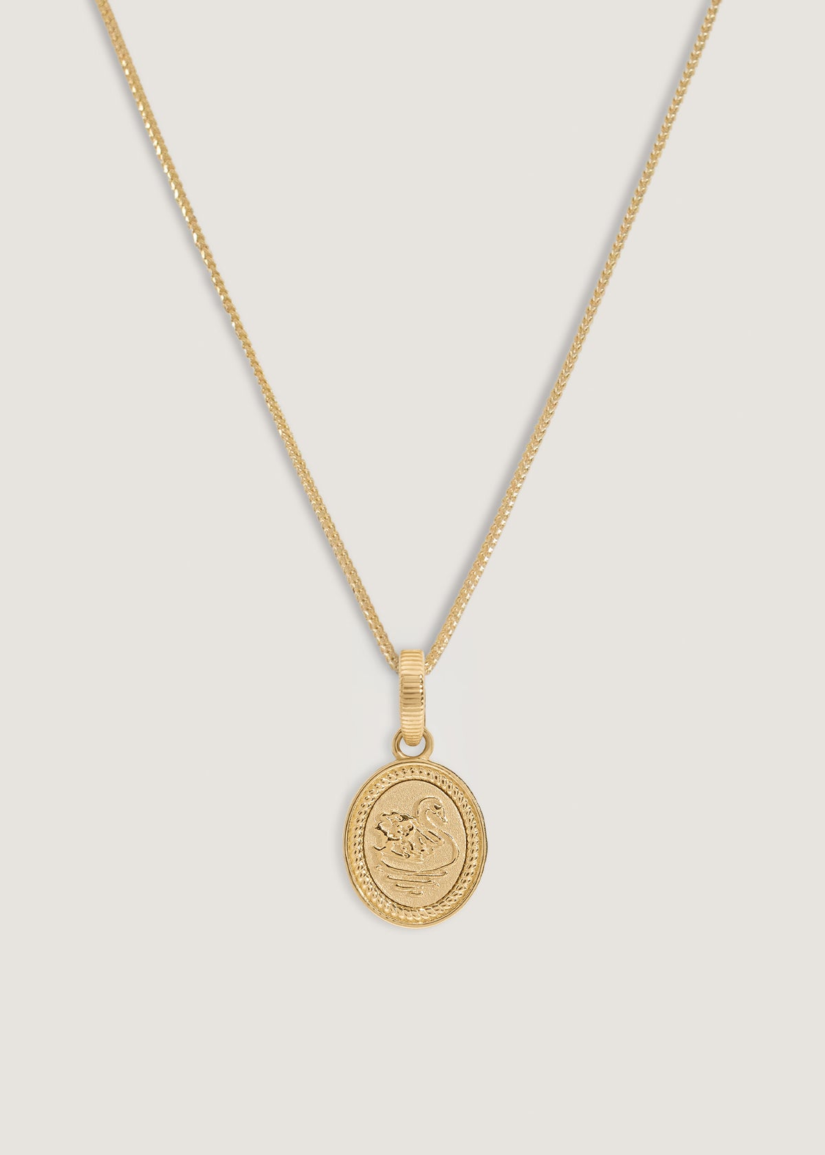 Kinn 14k Gold Swan Dream Pendant Necklace on Box Chain
