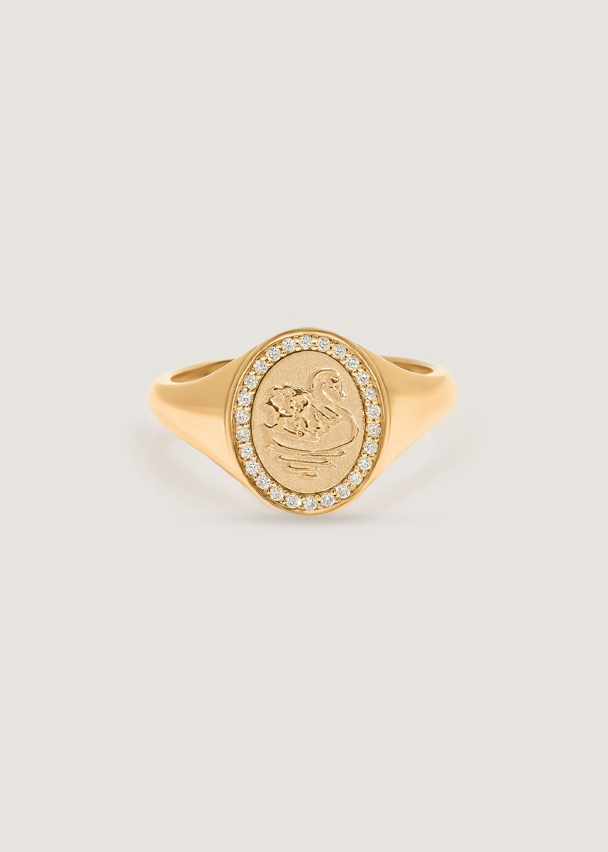 Kinn 14k Gold Swan Dream Diamond Signet Ring