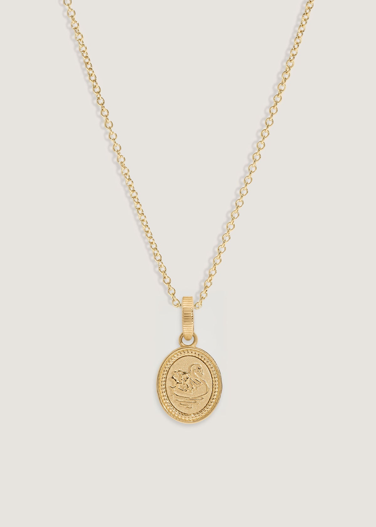 Kinn 14k Gold Swan Dream Pendant Necklace on Micro Rolo Chain