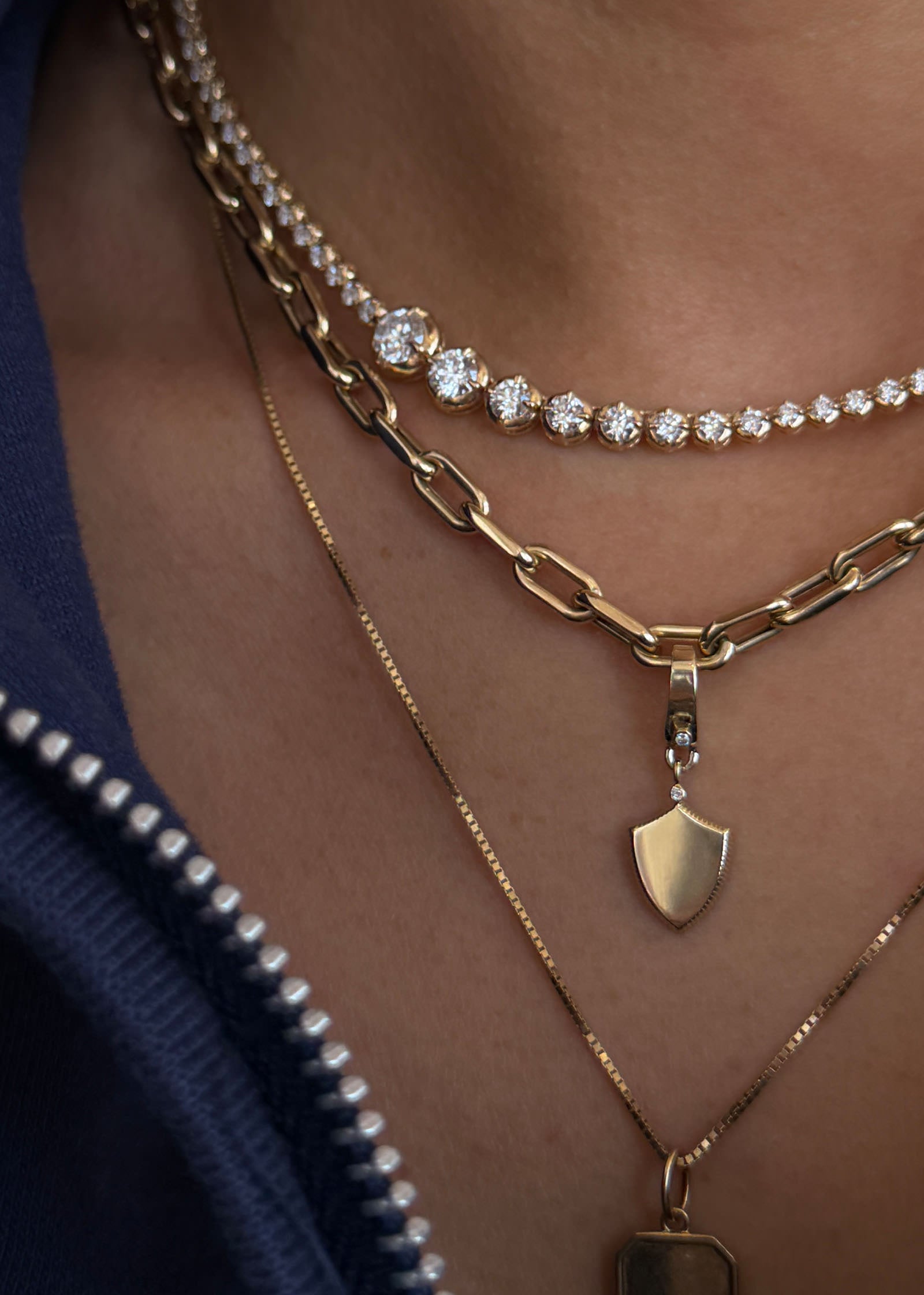 14k Gold Ace Shield Diamond Pendant | Kinn