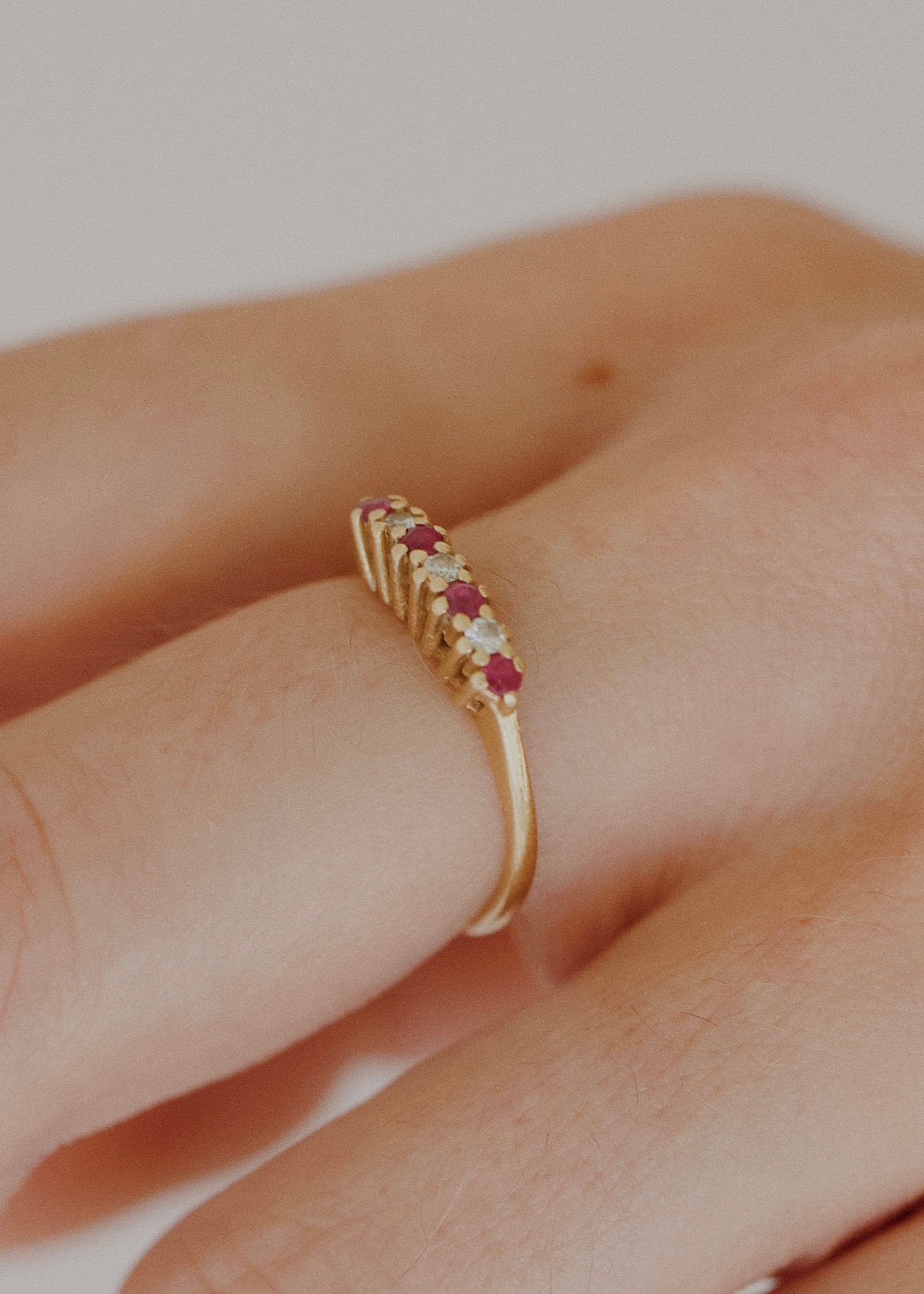 Vintage Flower Set Ruby Diamond Ring