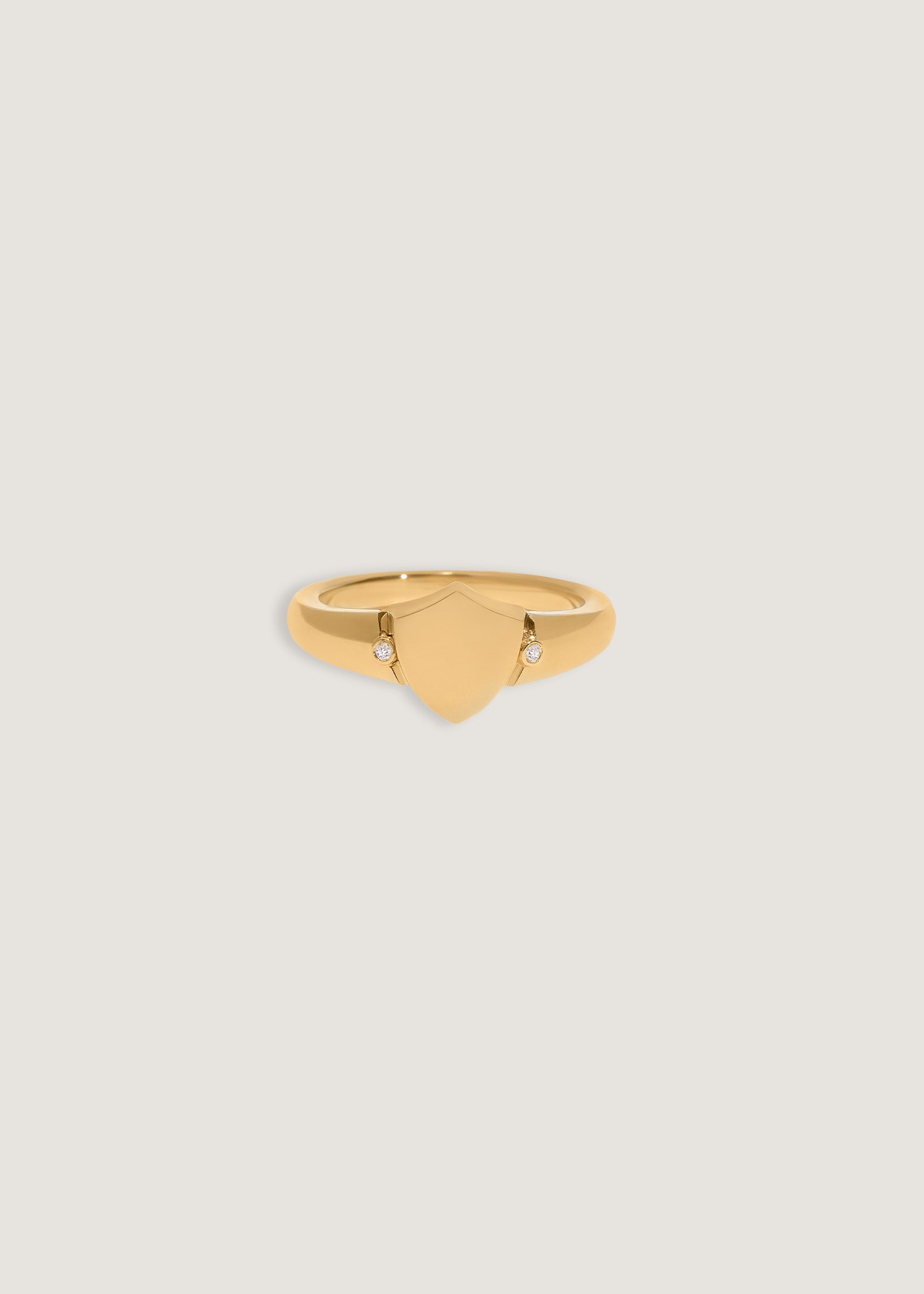 Kinn x Prince 14k Gold Ace Shield Diamond Signet Ring - Engraving