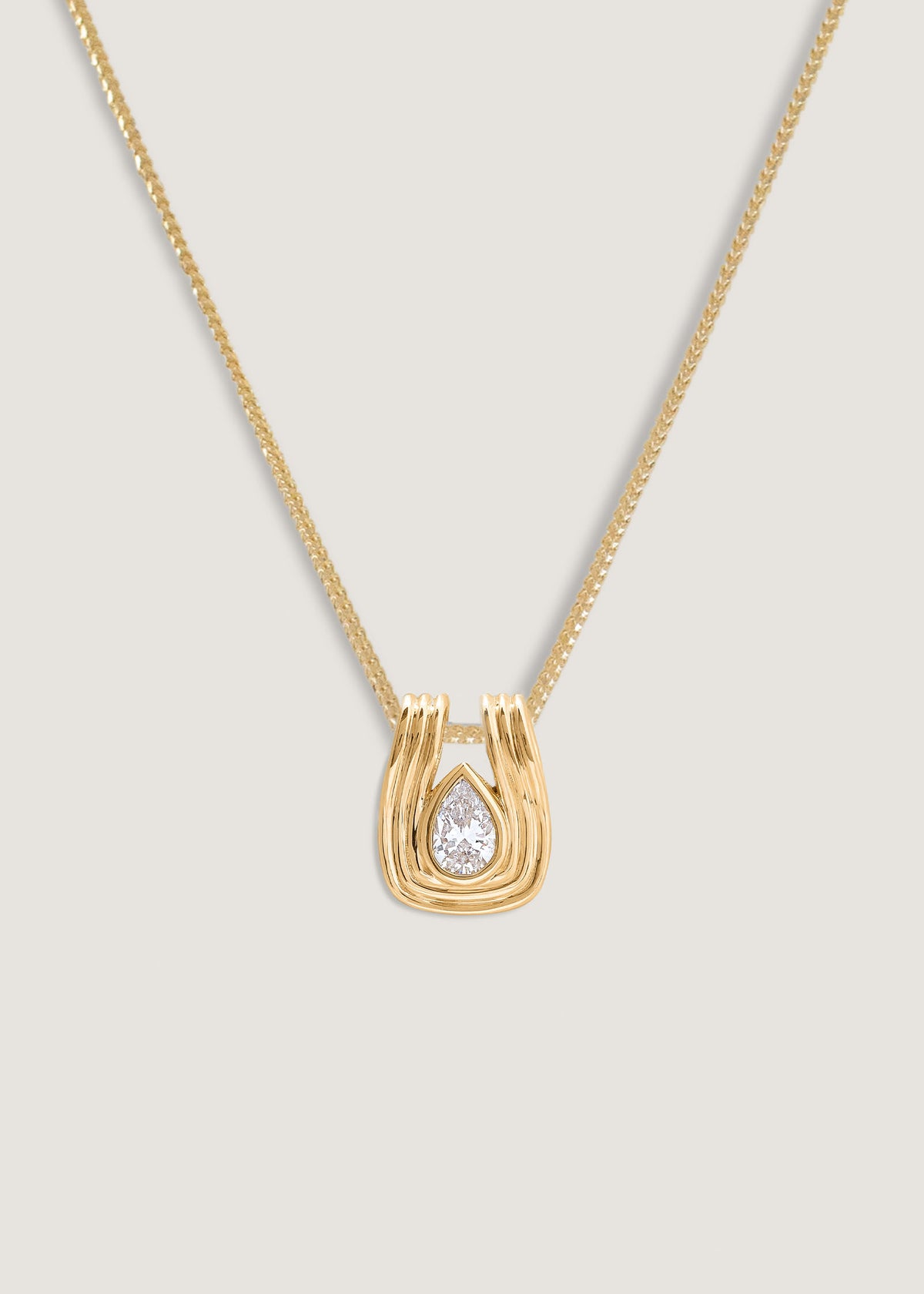 Kinn 14k Gold Alyssa Pear Diamond Pendant Necklace on Box Chain