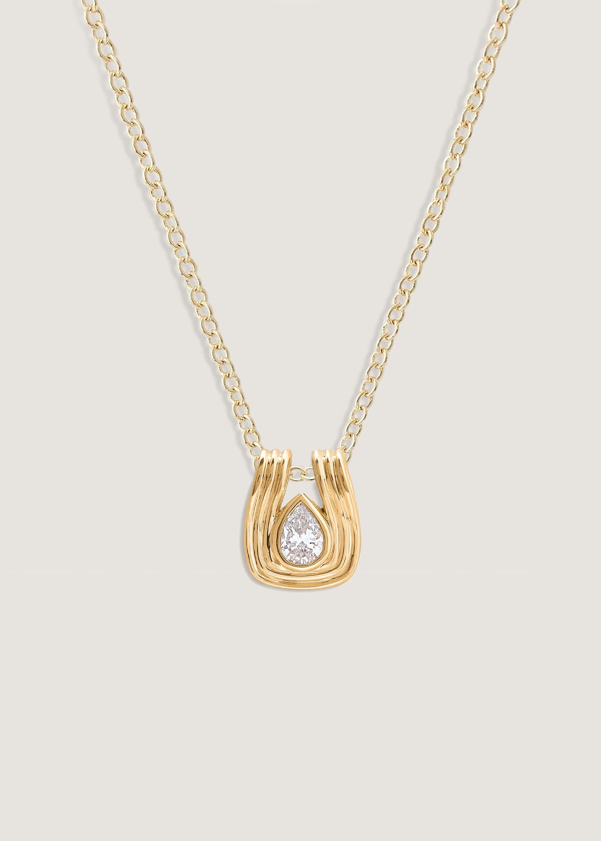 Kinn 14k Gold Alyssa Pear Diamond Pendant Necklace on Cable Rolo