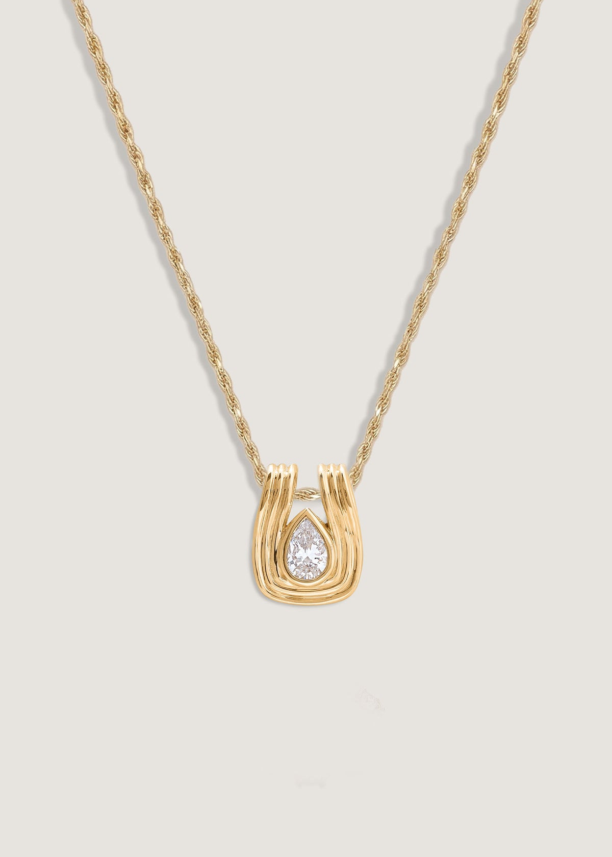 Kinn 14k Gold Alyssa Pear Diamond Pendant Necklace on Petite Rope Chain