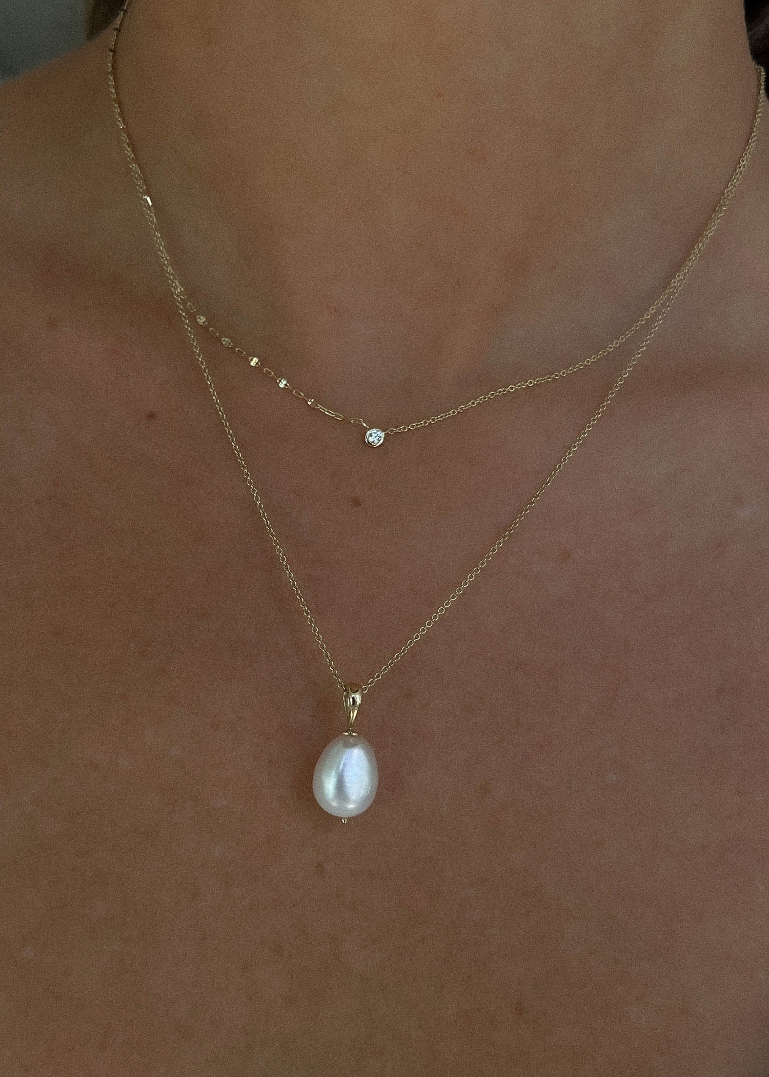 Two In One Solitaire Round Diamond Necklace - Kinn