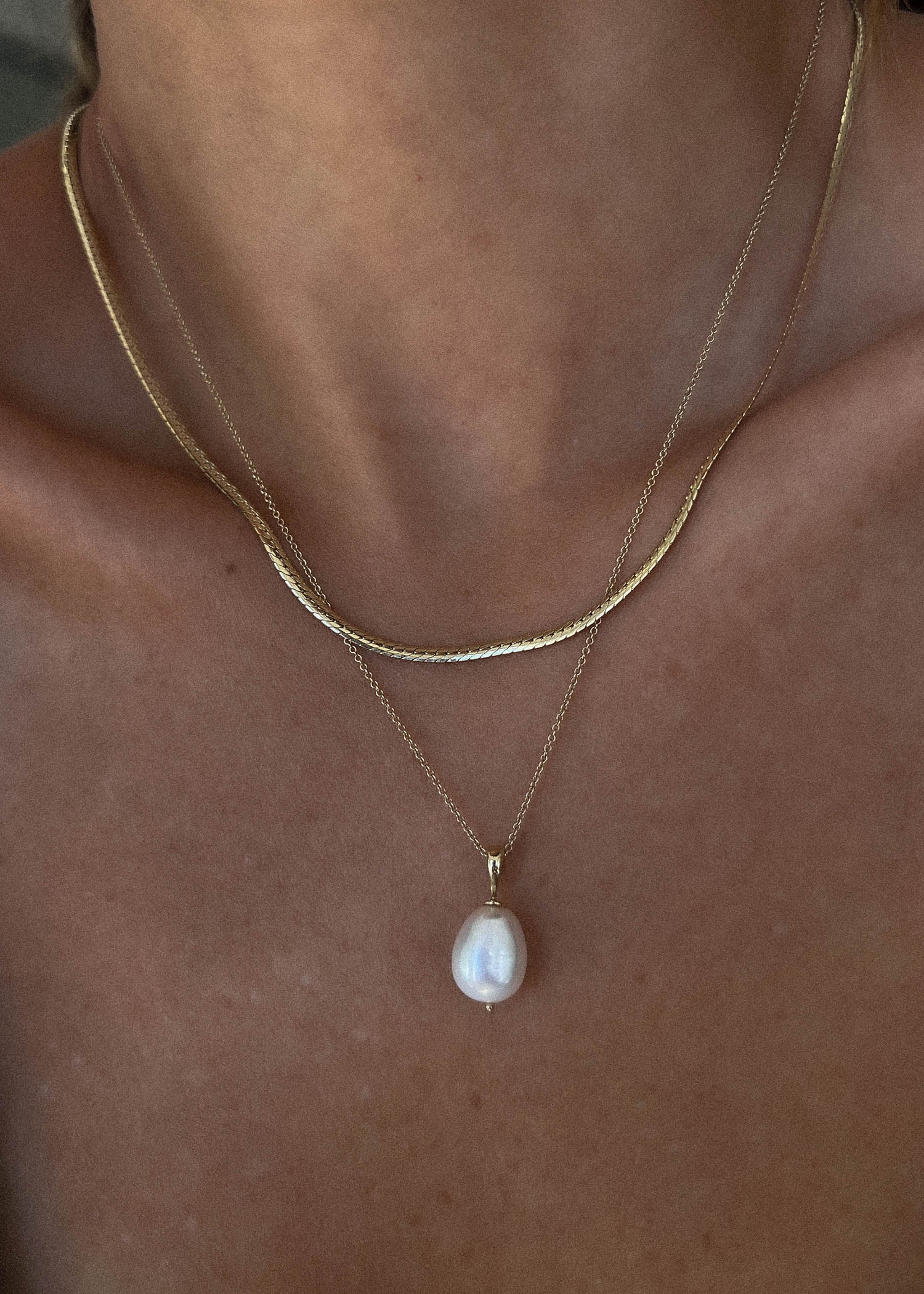 Baroque Pearl Drop Necklace 14k Gold - Kinn