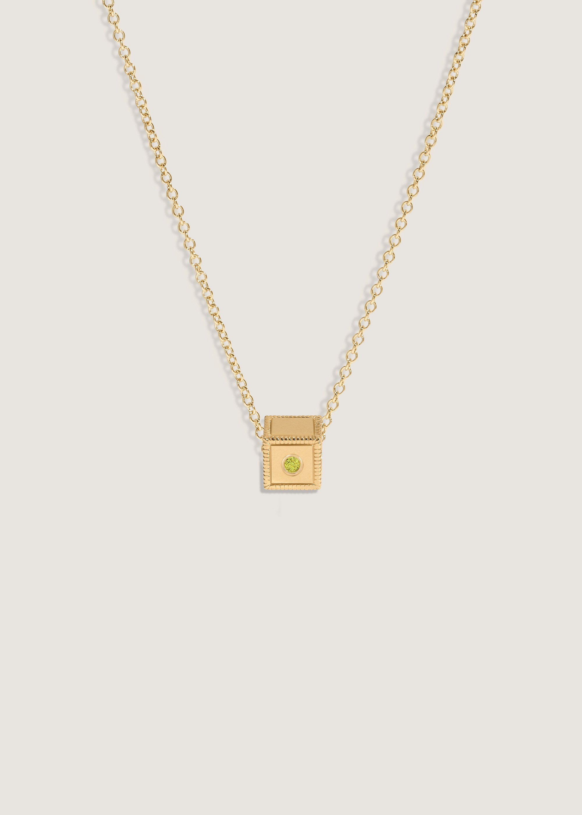 Kinn 14k Gold Chapter Custom Birthstone Charm Necklace Peridot