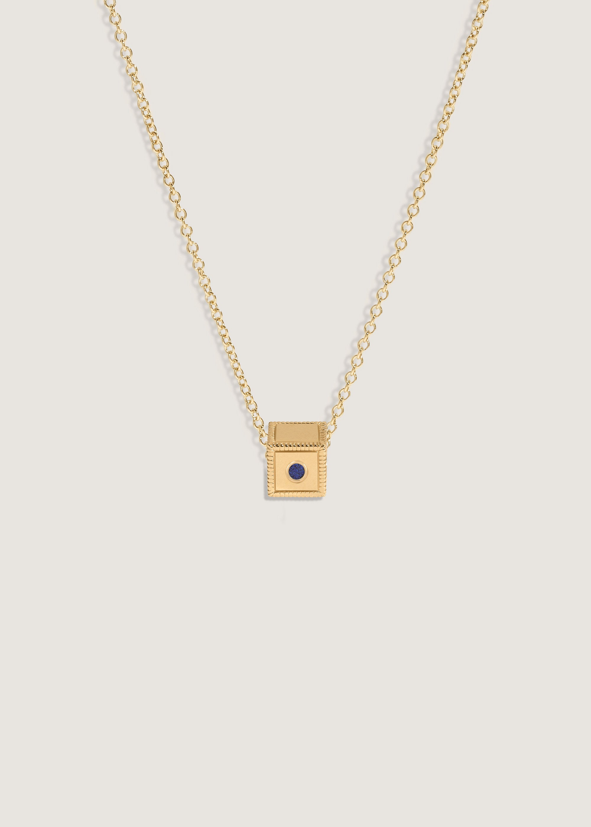 Kinn 14k Gold Chapter Custom Birthstone Charm Necklace Blue Sapphire
