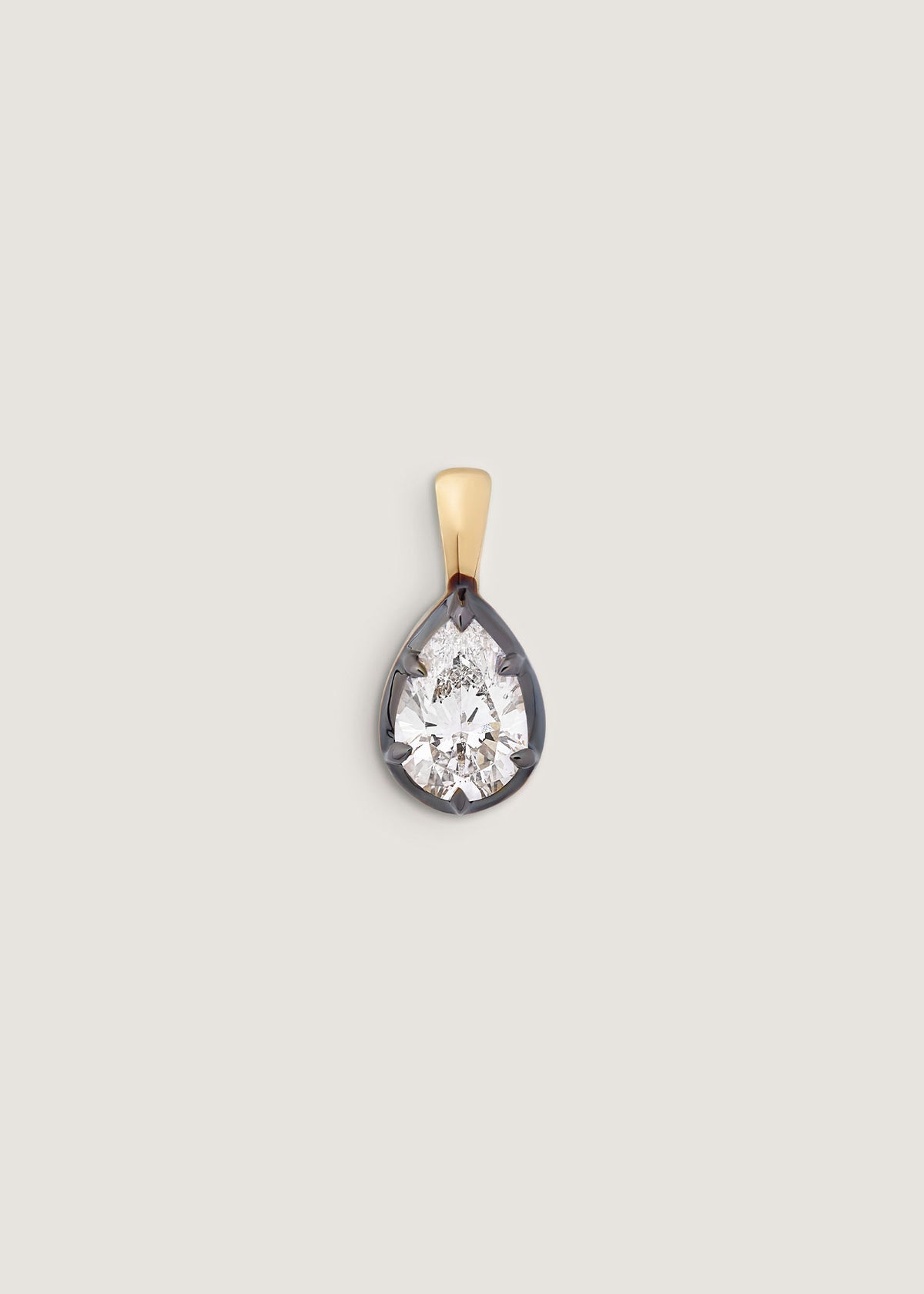 Kinn 14k Gold Clara Black Rhodium Pear Diamond Pendant