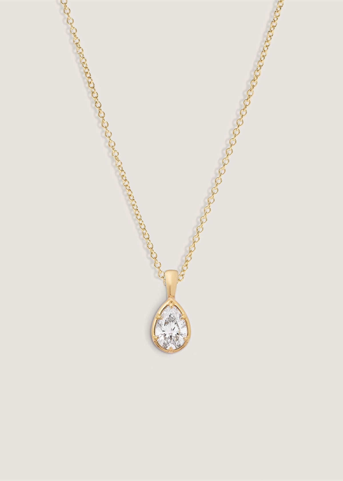 Kinn 14k Gold Clara Pear Diamond Pendant Necklace on Micro Rolo