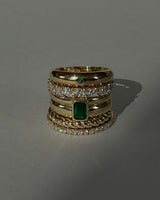 Françoise Stacked Ellipse Ring II - Emerald