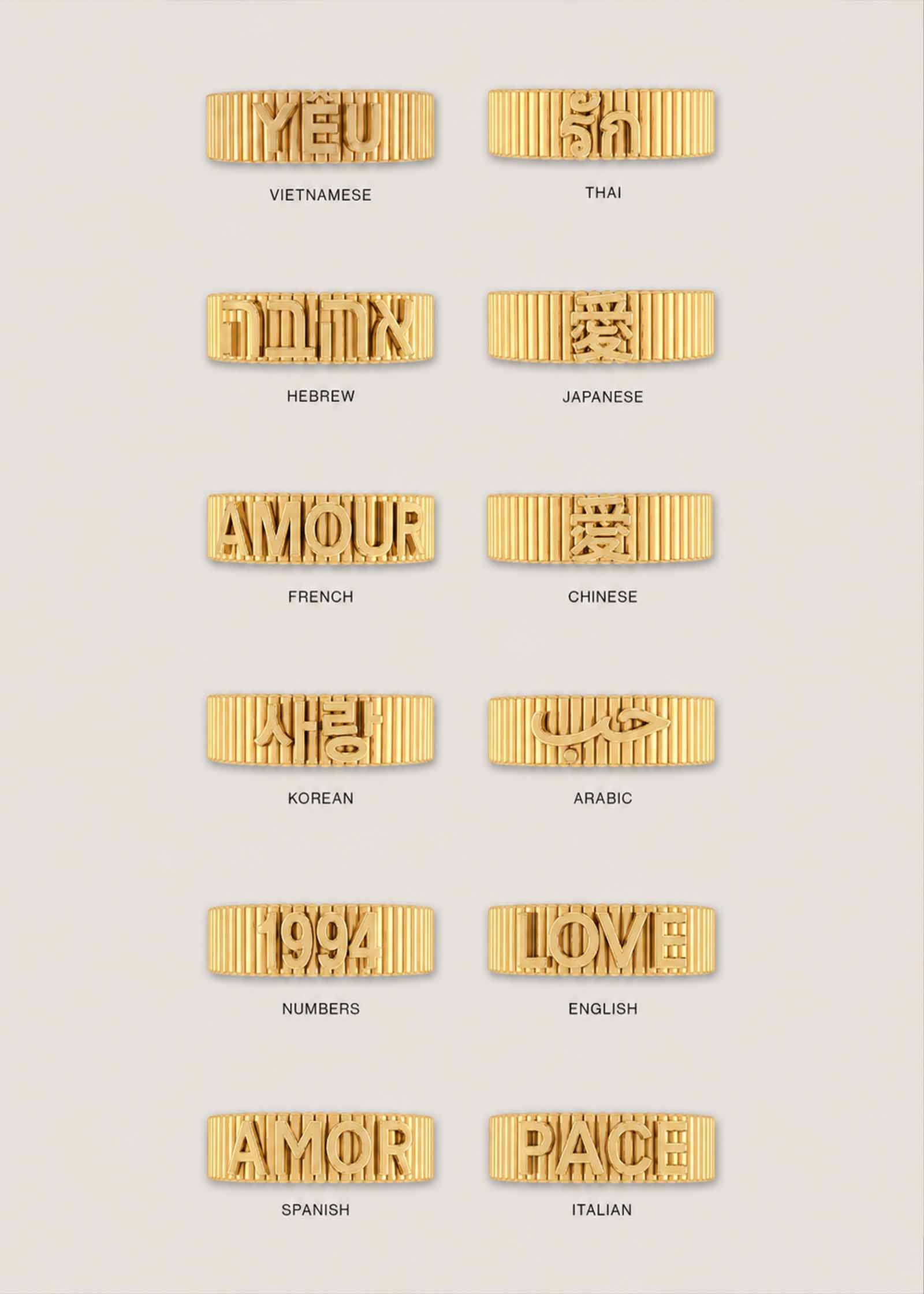 14k Gold Heritage Ribbed Name Ring | Kinn Studio