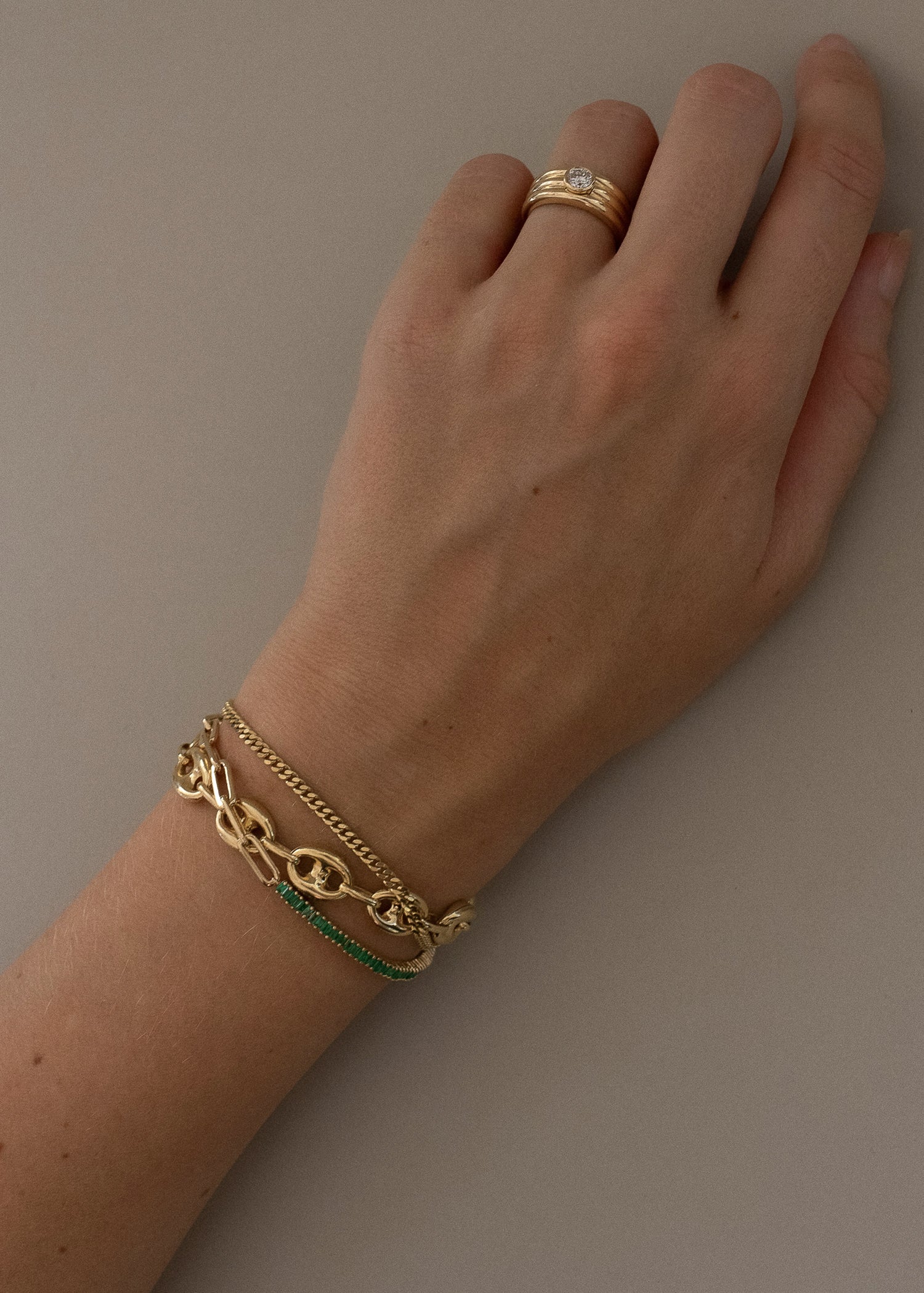 Serena Baguette Tennis Link Bracelet Emerald - Kinn