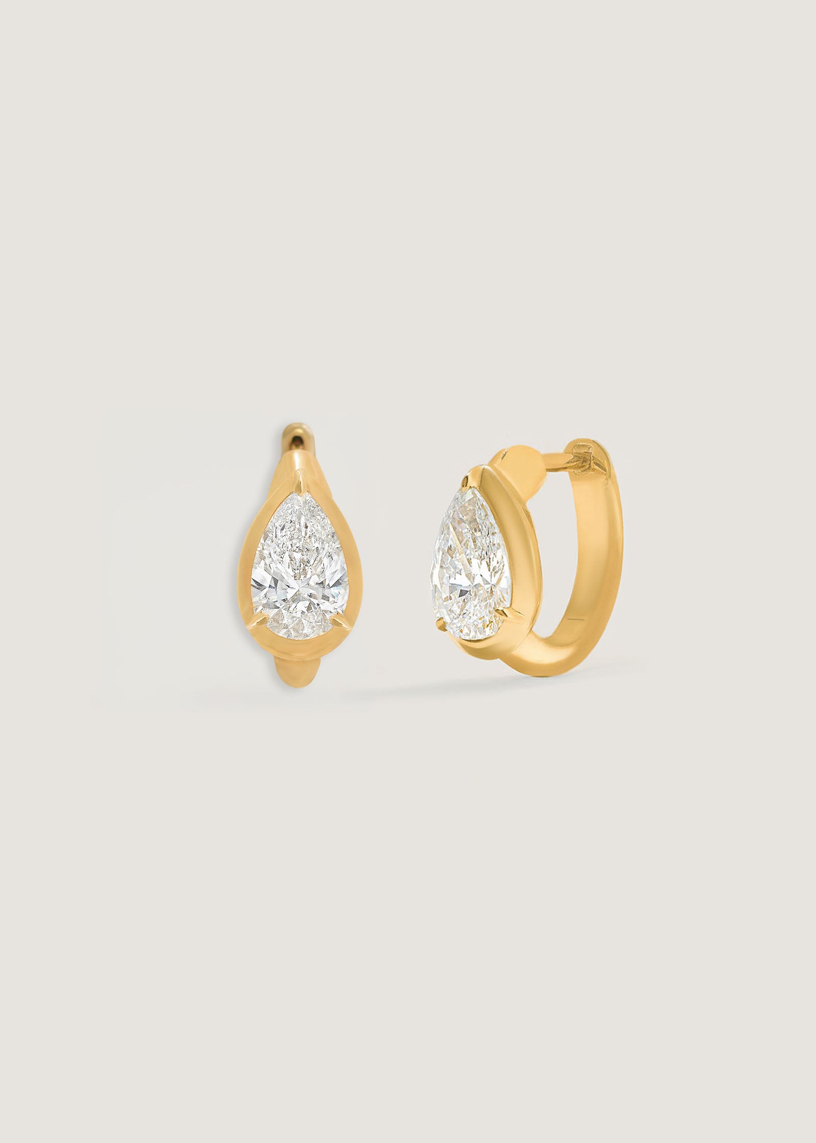 Jackson Pear Diamond Huggie Earrings