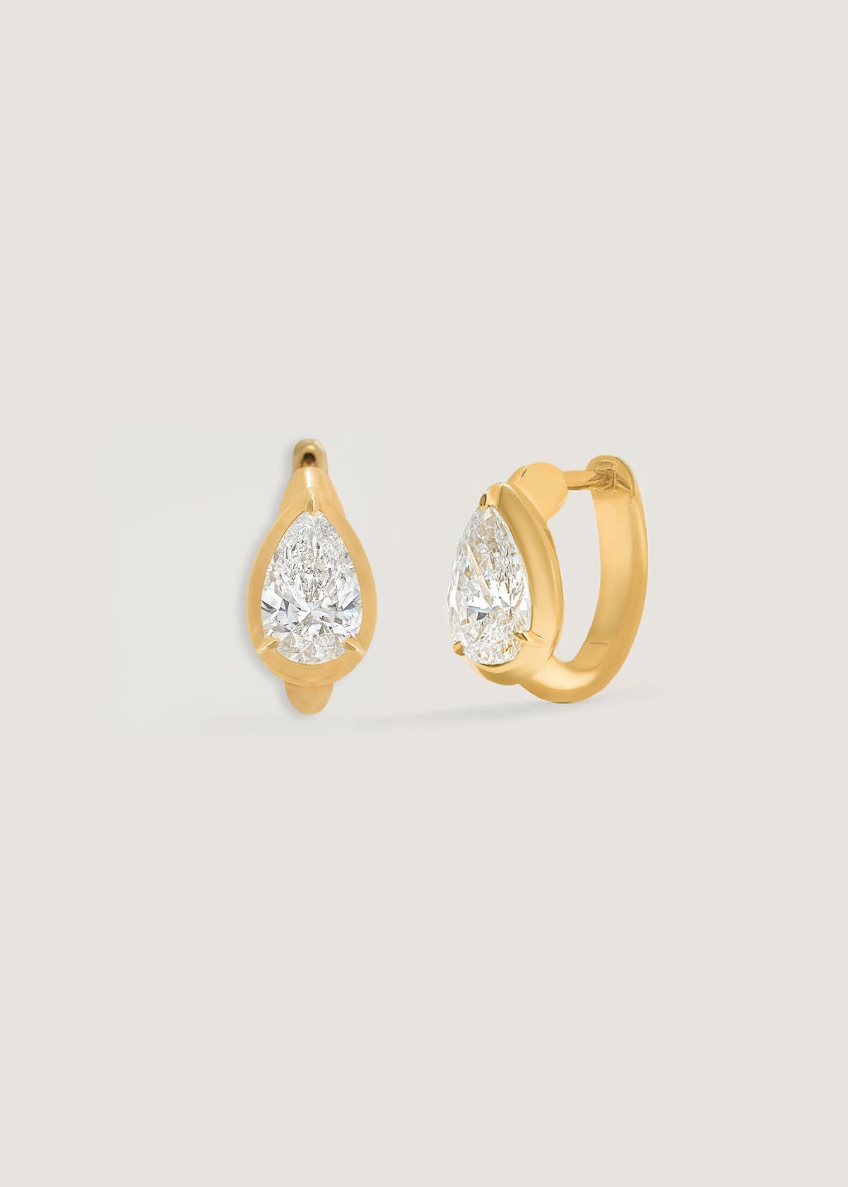 Kinn 14k Gold Jackson Pear Diamond Huggie Hoop Earrings