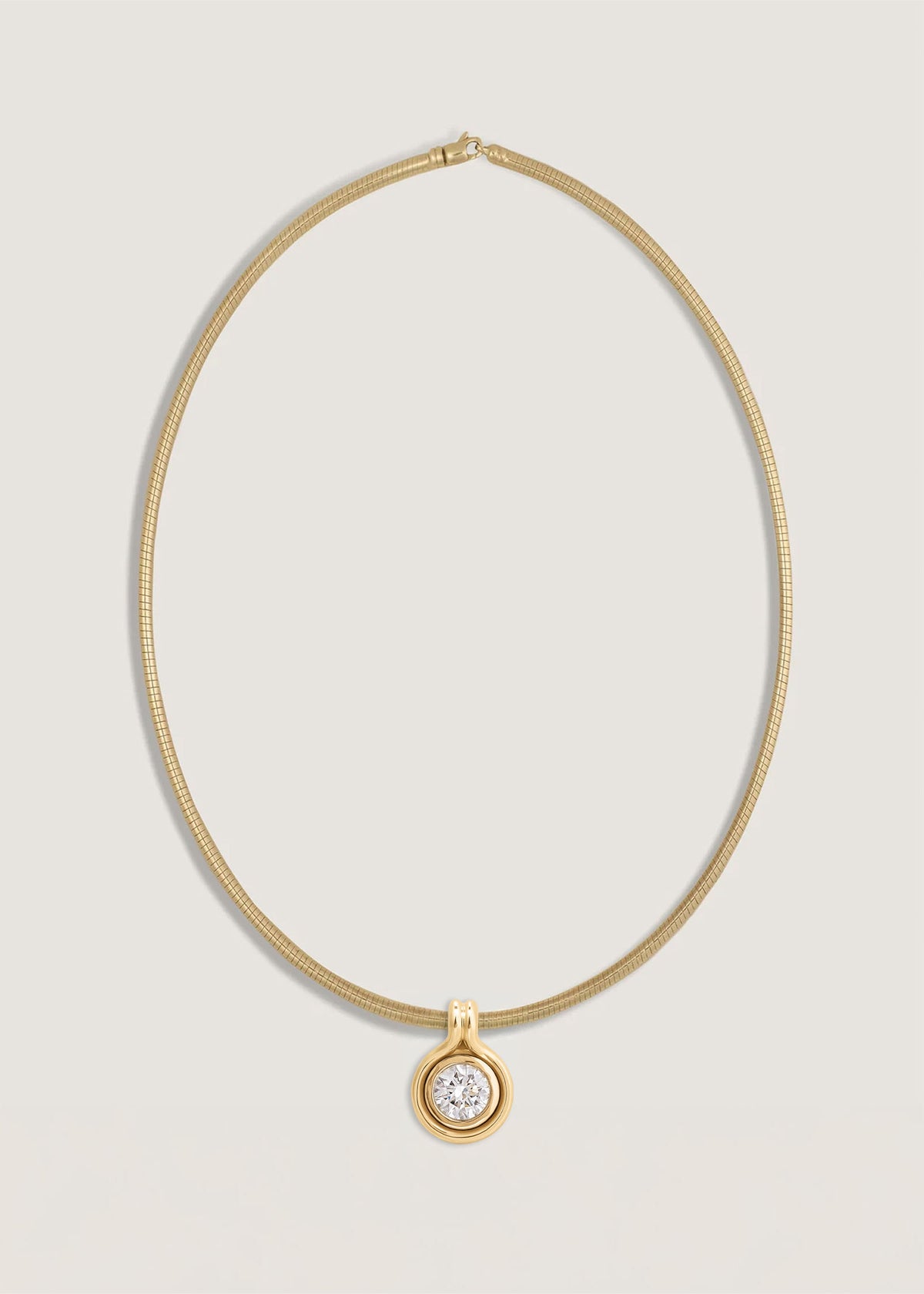 Kinn 14k Gold Jody Round Diamond Pendant Necklace on Heirloom Curved Chain