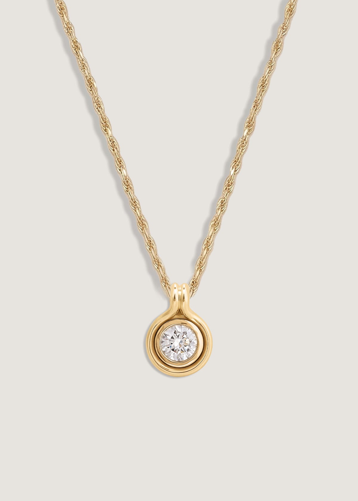 Kinn 14k Gold Jody Round Diamond Pendant Necklace on Rope Chain
