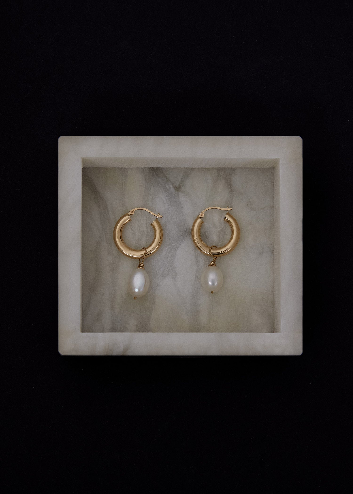 Baroque Pearl Hoop Earrings 14k Solid Gold - Kinn