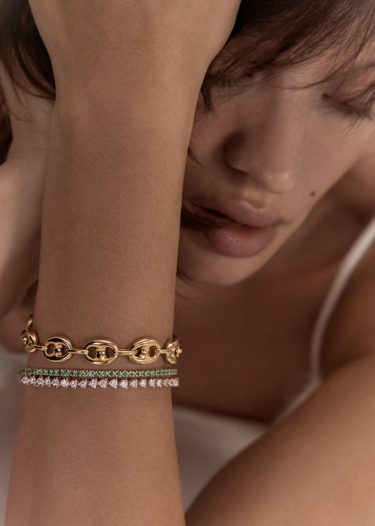 Puffed Mariner Chain Bracelet Gold - Kinn