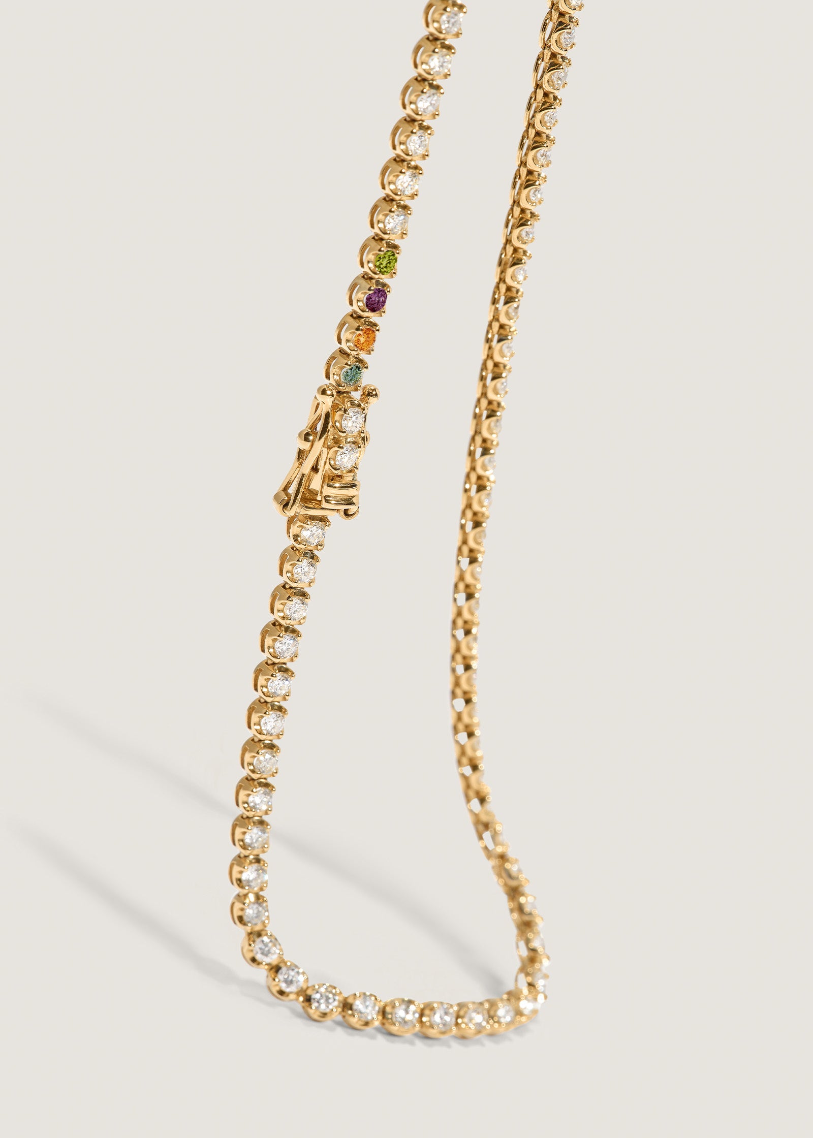 Madison Diamond Tennis Birthstone Necklace Yellow Gold