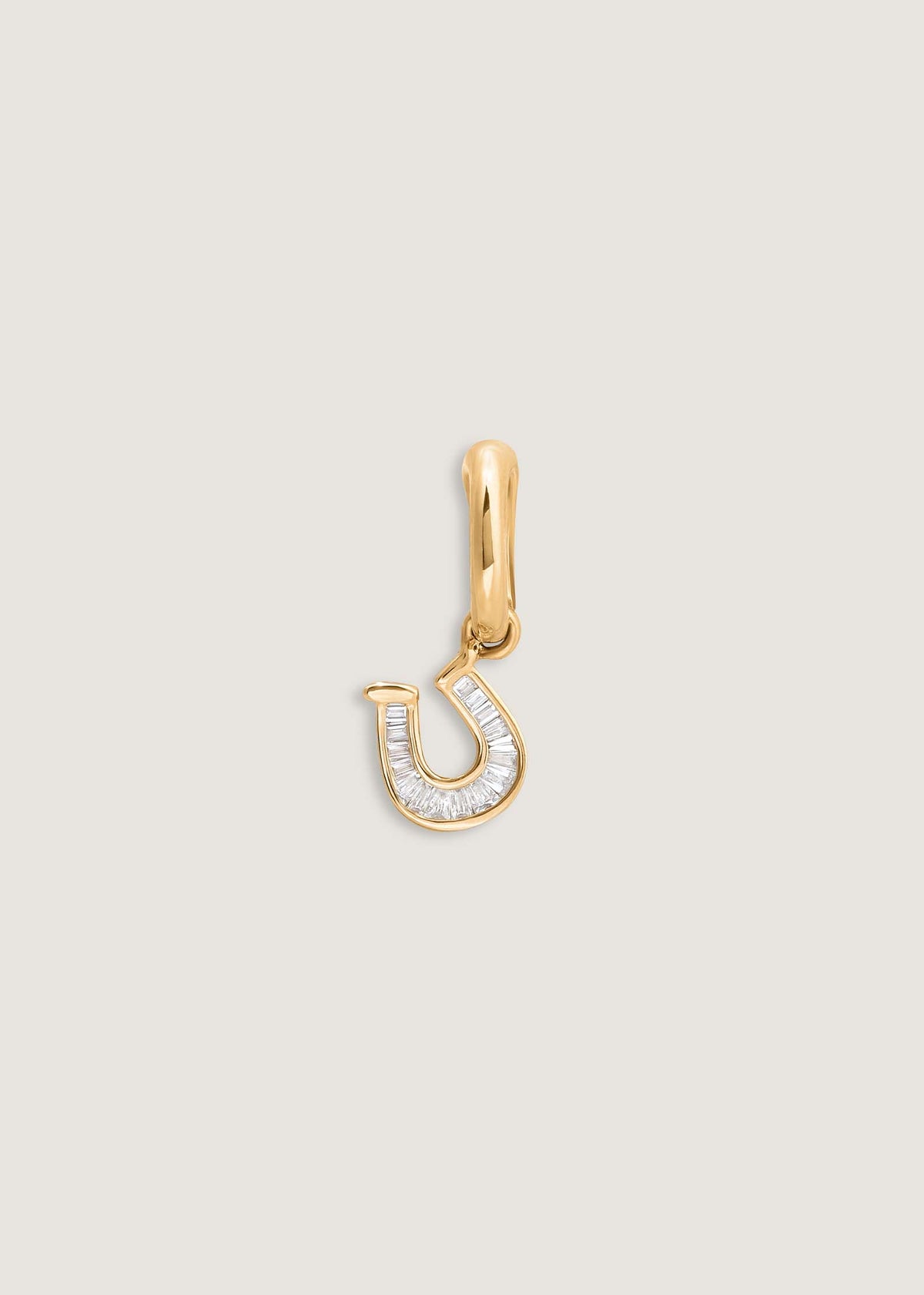 Kinn 14k Gold Mini Horseshoe Baguette Diamond Charm