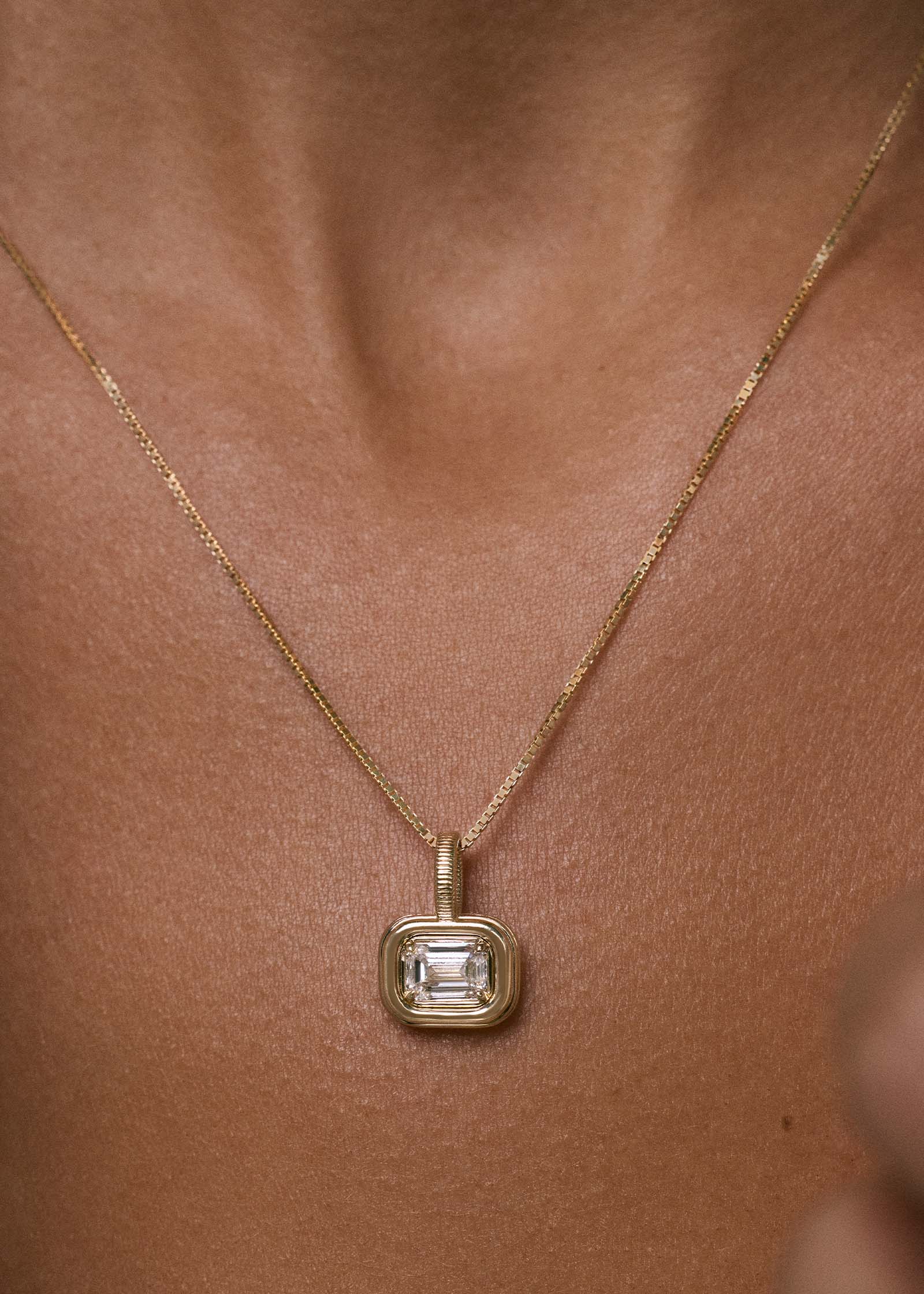 k*n様 Cast Pendant shape2 Margot Pendant Emerald Cut Diamond Necklace | Kinn Studio