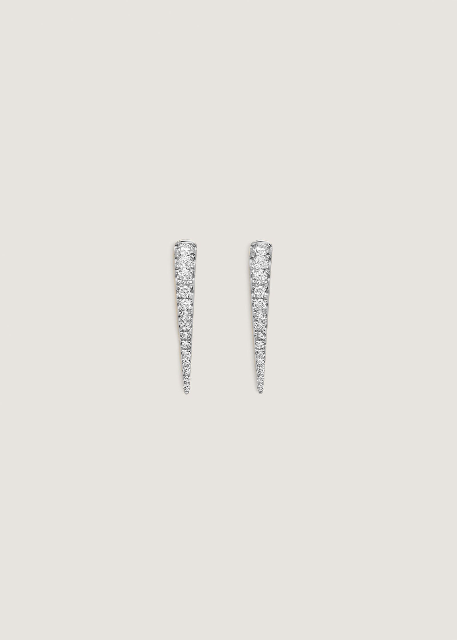 Kinn x Prince 14k White Gold Point Pavé Diamond Huggie Earrings

