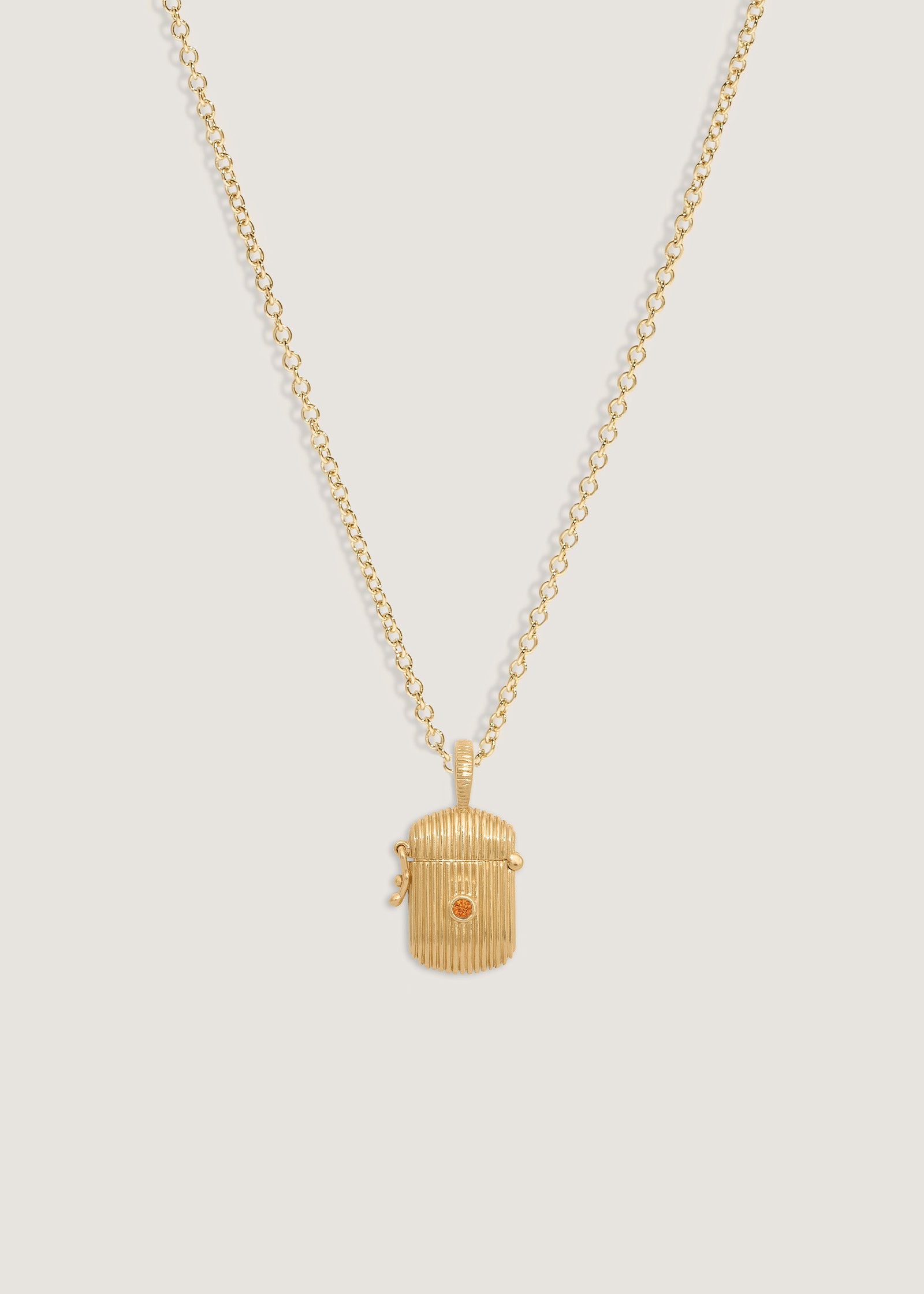 14k Gold Relic Ribbed Locket Citrine Necklace | Kinn