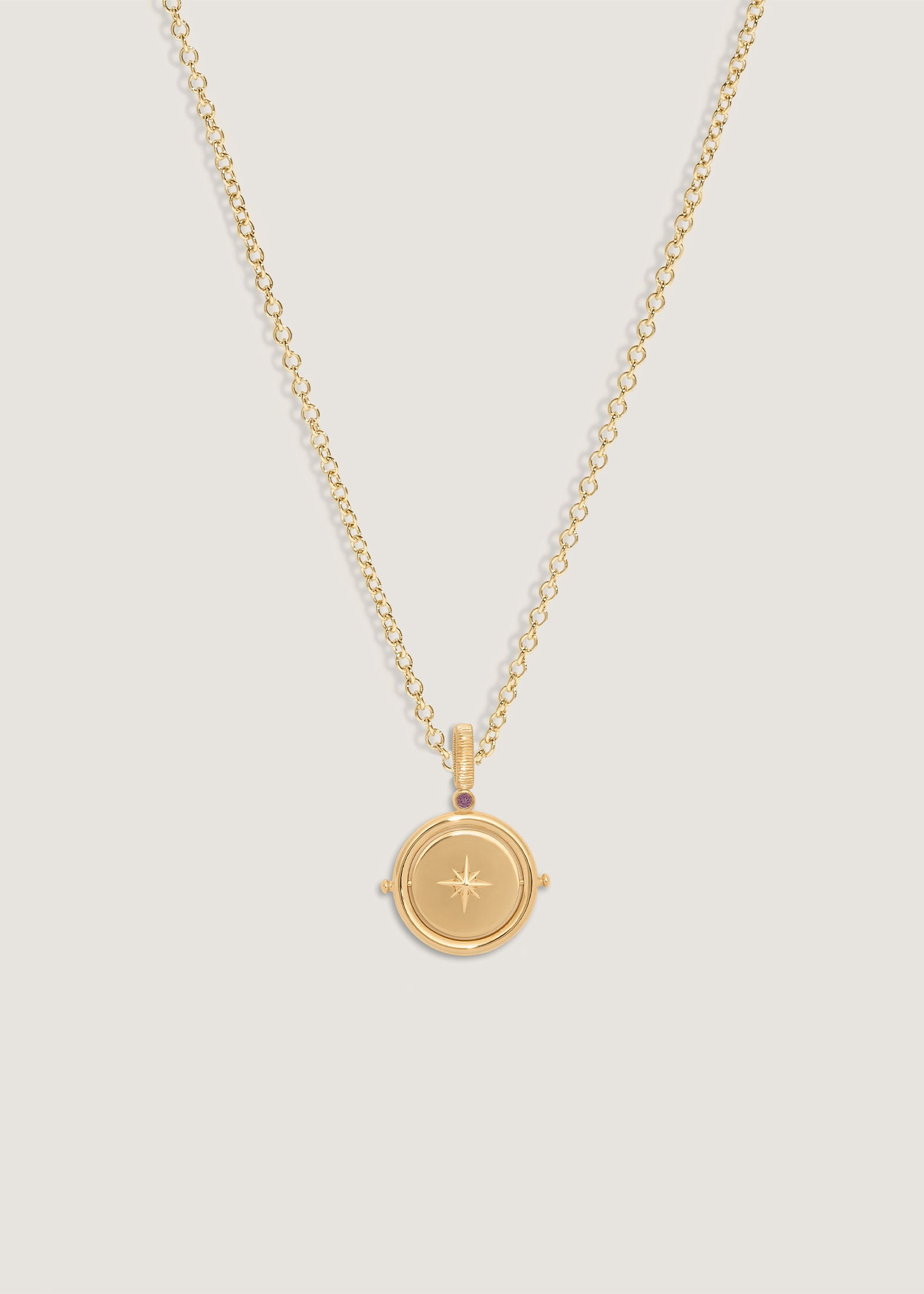 Kinn 14k Gold Round North Star Birthstone Necklace Alexandrite