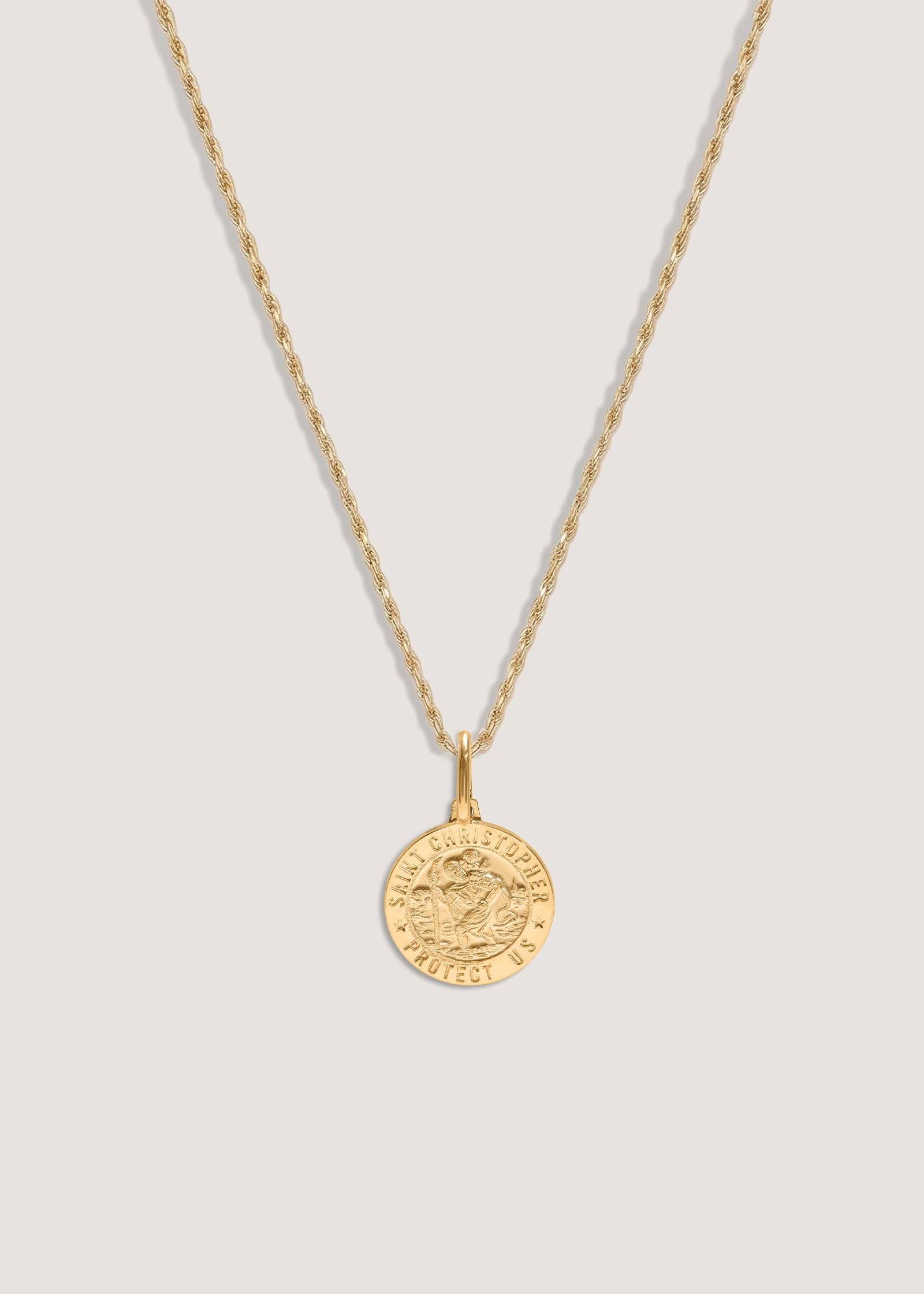 Kinn 14k Gold Saint Christopher Necklace on Petite Rope Chain