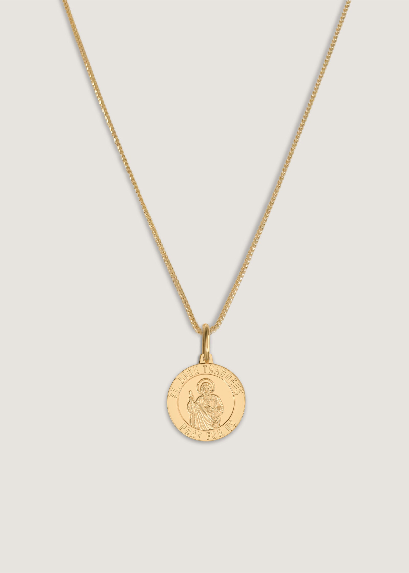 Kinn 14k Gold Saint Jude Necklace on a Box Chain
