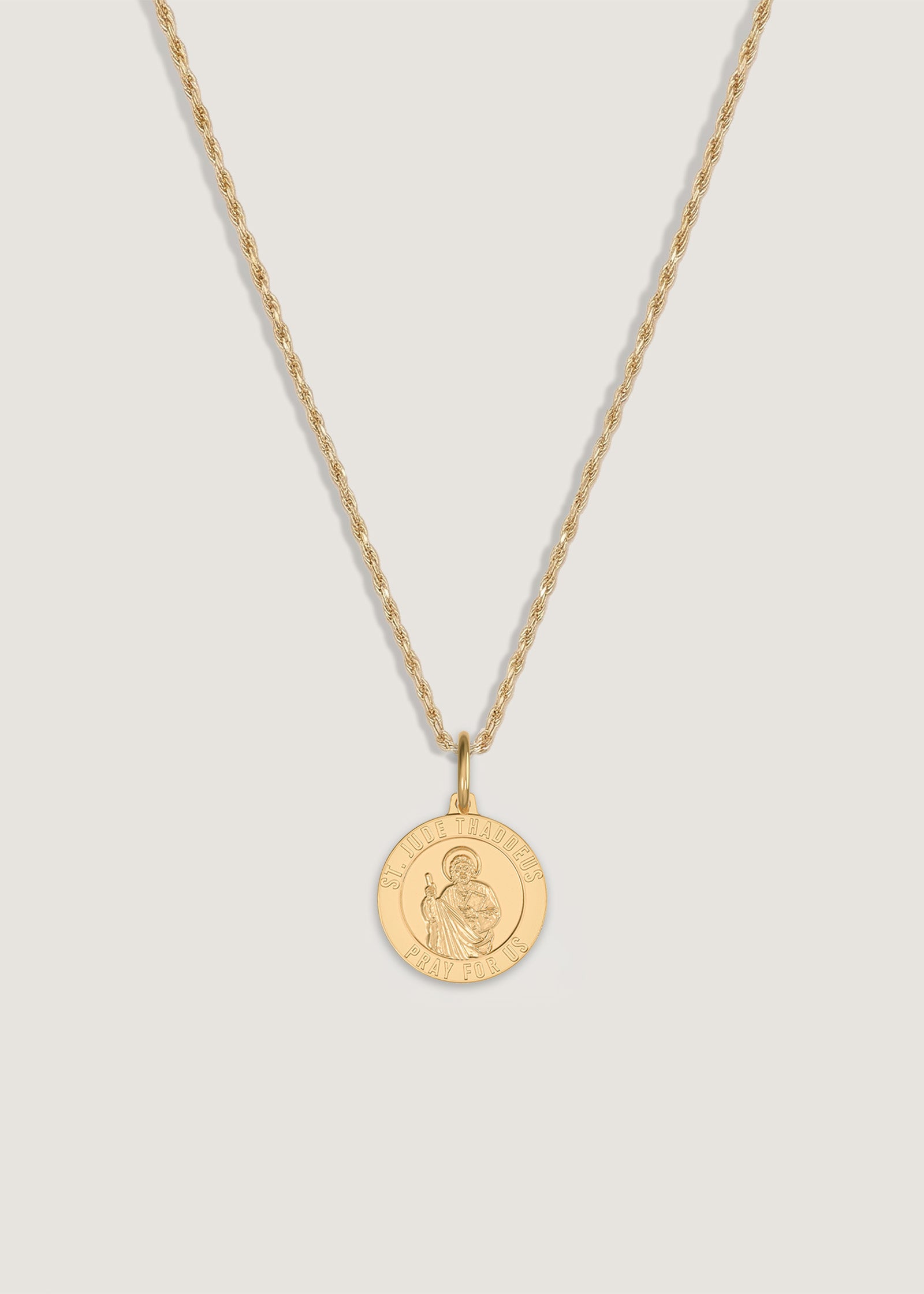 Kinn 14k Gold Saint Jude Necklace on a Petite Rope Chain