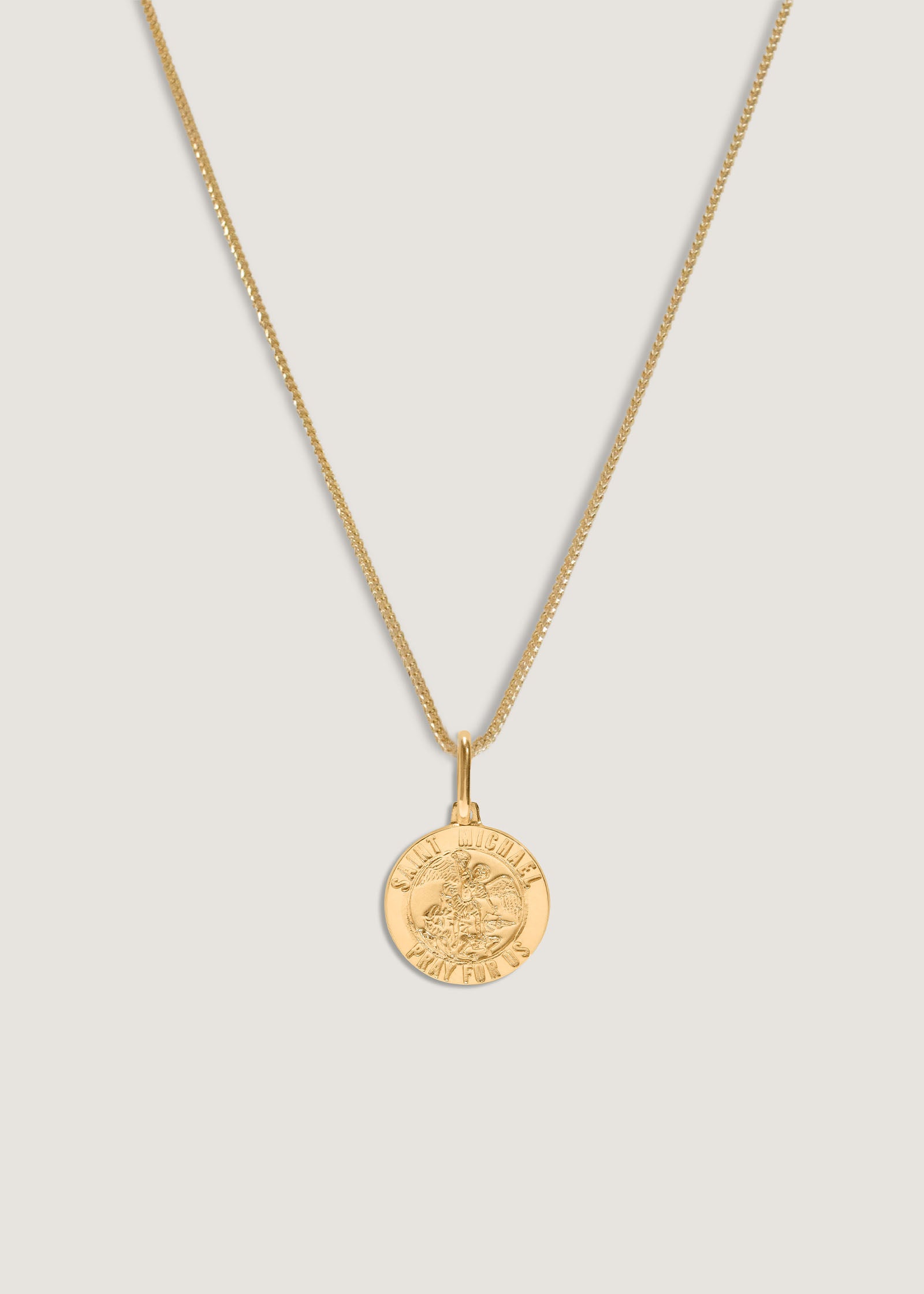 Kinn 14k Gold Saint Michael Necklace on Box Chain