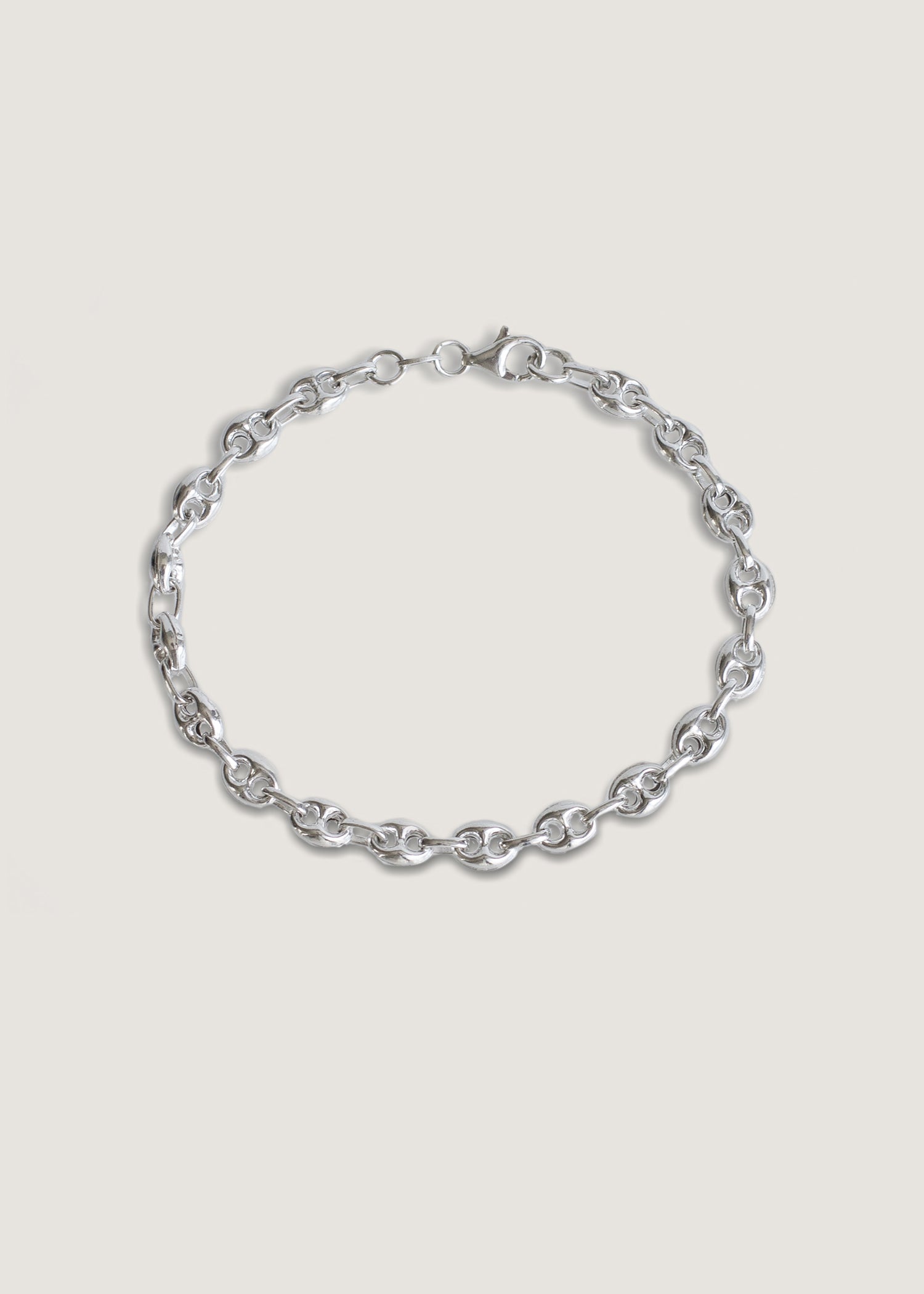 Petite Puffed Mariner Chain Bracelet Silver