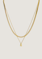 Carter Herringbone Chain II & Teardrop Necklace Stack