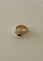 Vintage Princess Ruby Diamond Ring