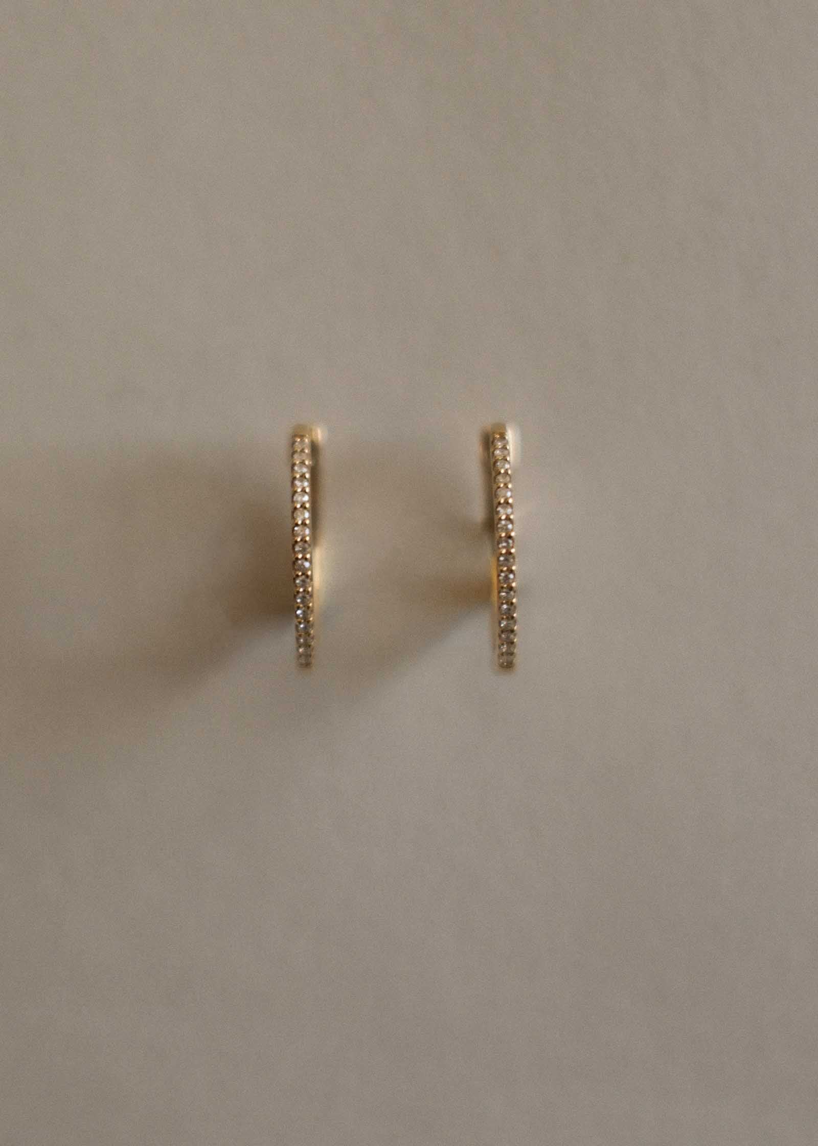 Vintage 14k Small Pavé Diamond Hoop Earrings