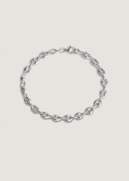 Petite Puffed Mariner Chain Bracelet Silver - Kinn