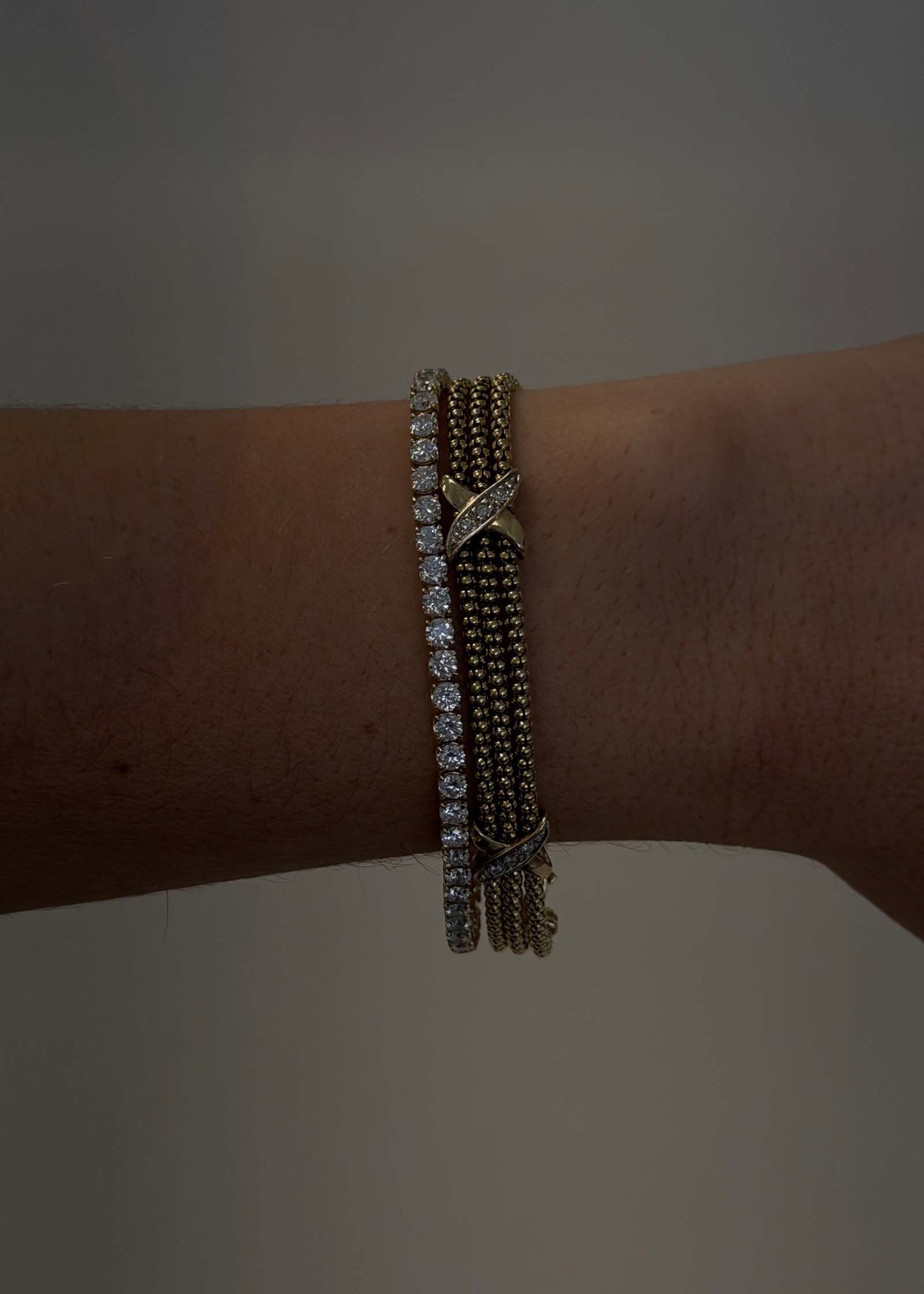 Kinn Vintage 14k Gold Chain Bracelet worn on wrist