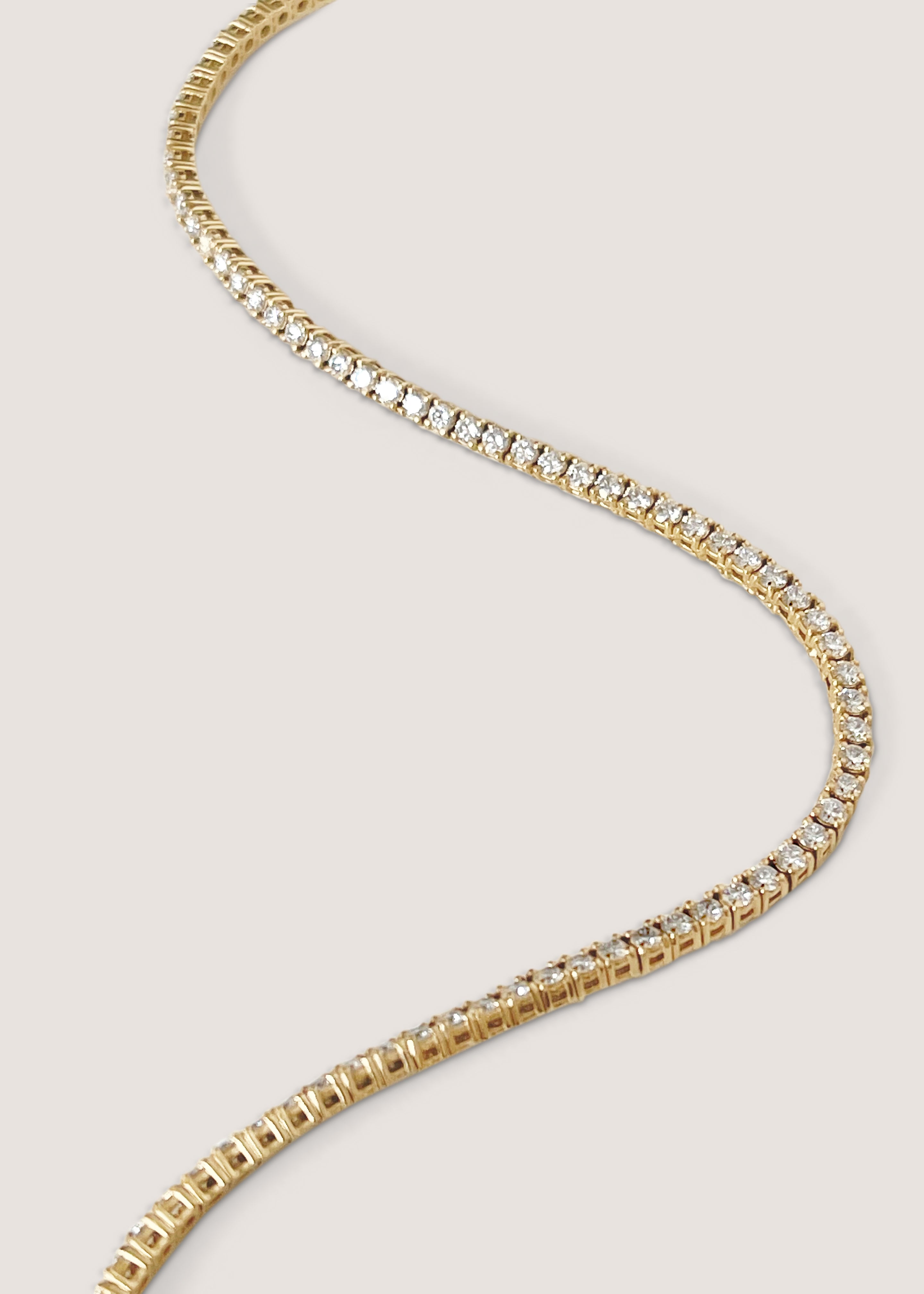 Buy Tennis Chain Necklace Solid 14k Yellow Gold 2.1mm Round Cut Tennis  Chain Necklace Online in India - Etsy