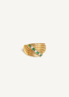 Vintage Emerald Ribbed Dome Ring